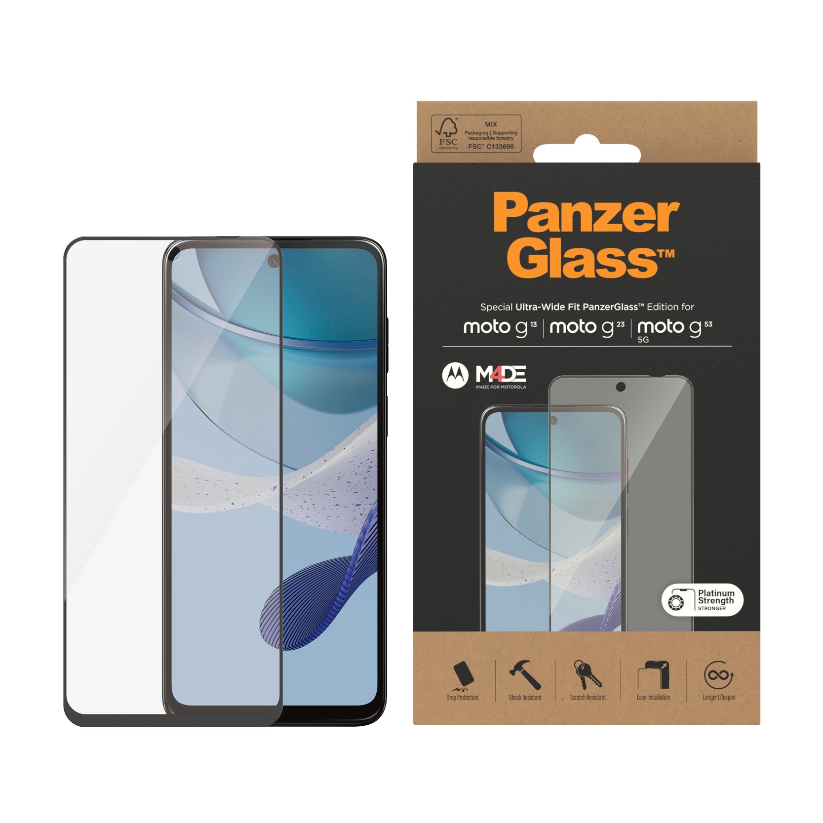 PanzerGlass Displayschutzglas »Screen Protector Ultra Wide Fit«, für Motorola moto g13/g23/g53 5G