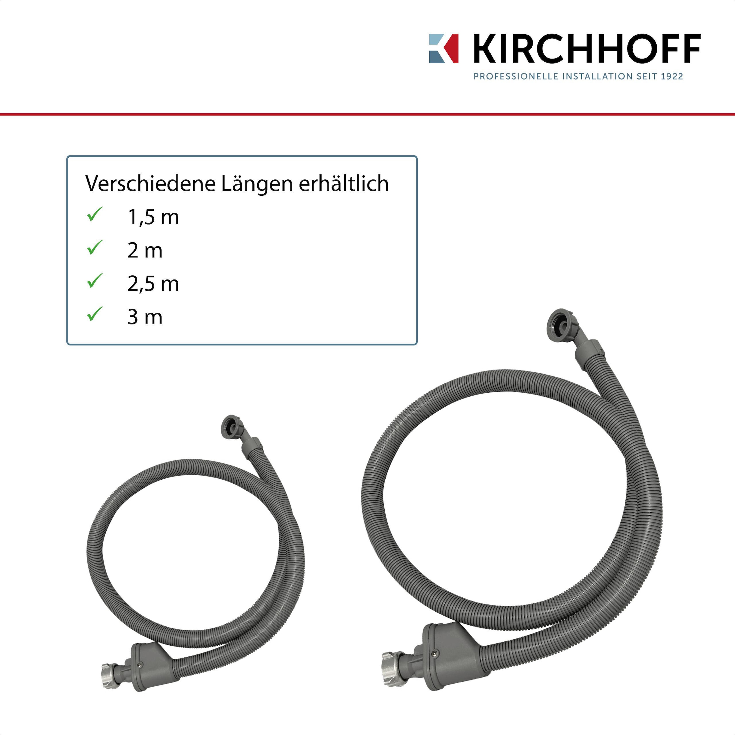 Kirchhoff Zulaufschlauch, Sicherheits-Zulaufschlauch, 3/4"IG x 3 m x 3/4"IG, 10bar/90°C