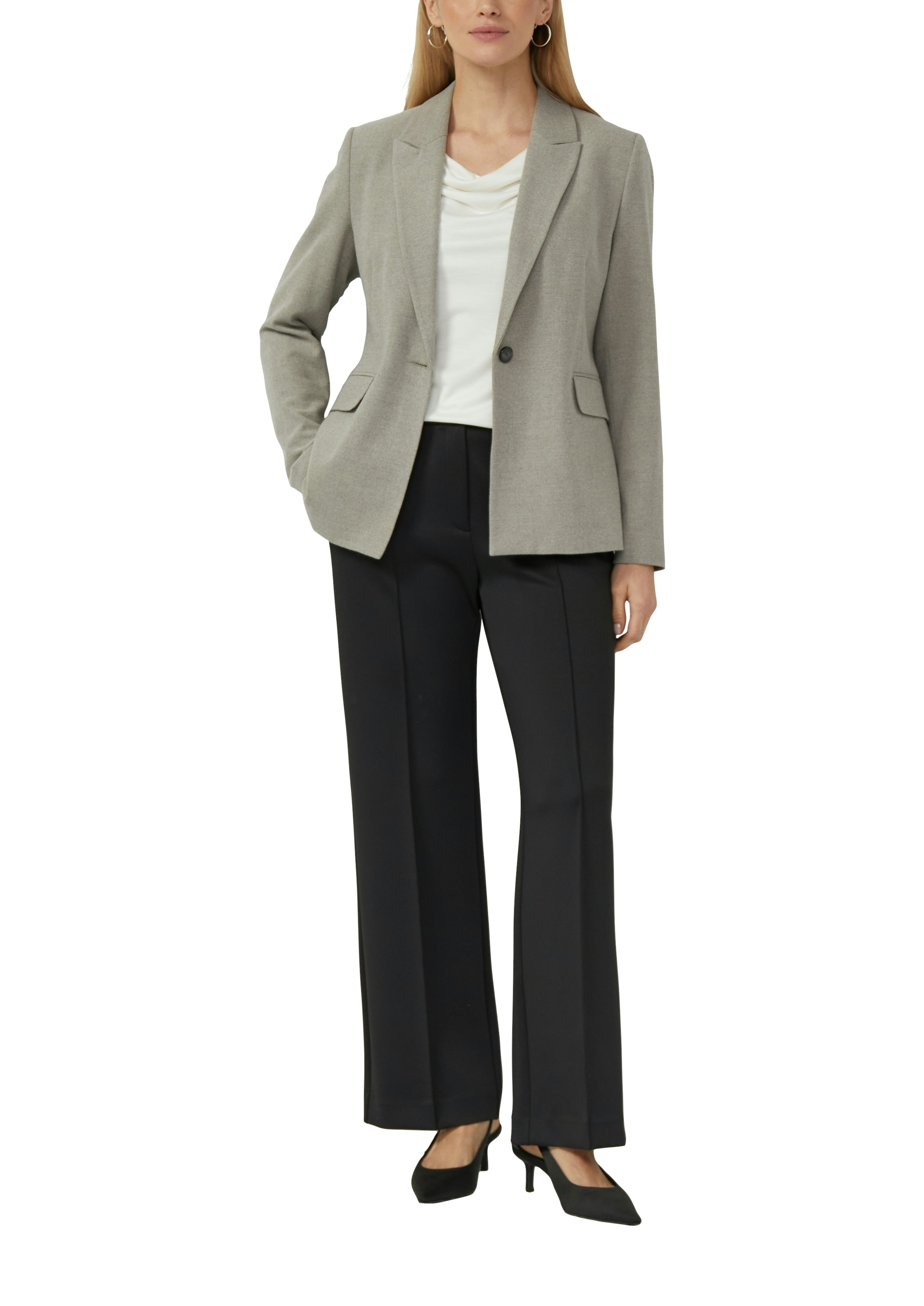 s.Oliver BLACK LABEL Wasserfallshirt mit Wasserfall-Kragen und aus reiner Viskose