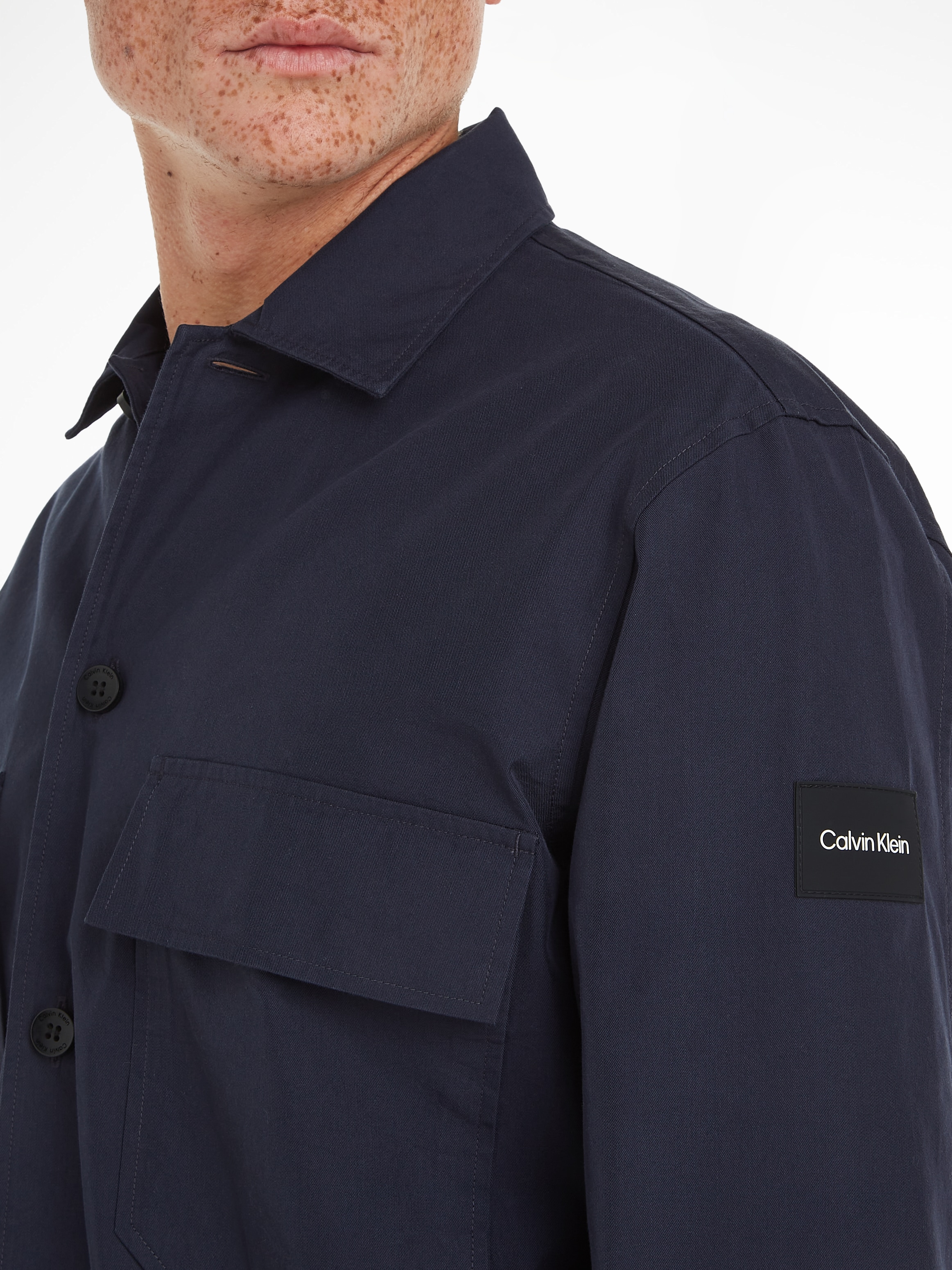 Calvin Klein Langarmhemd »COTTON NYLON OVERSHIRT«, mit aufgesetzten Brusttaschen