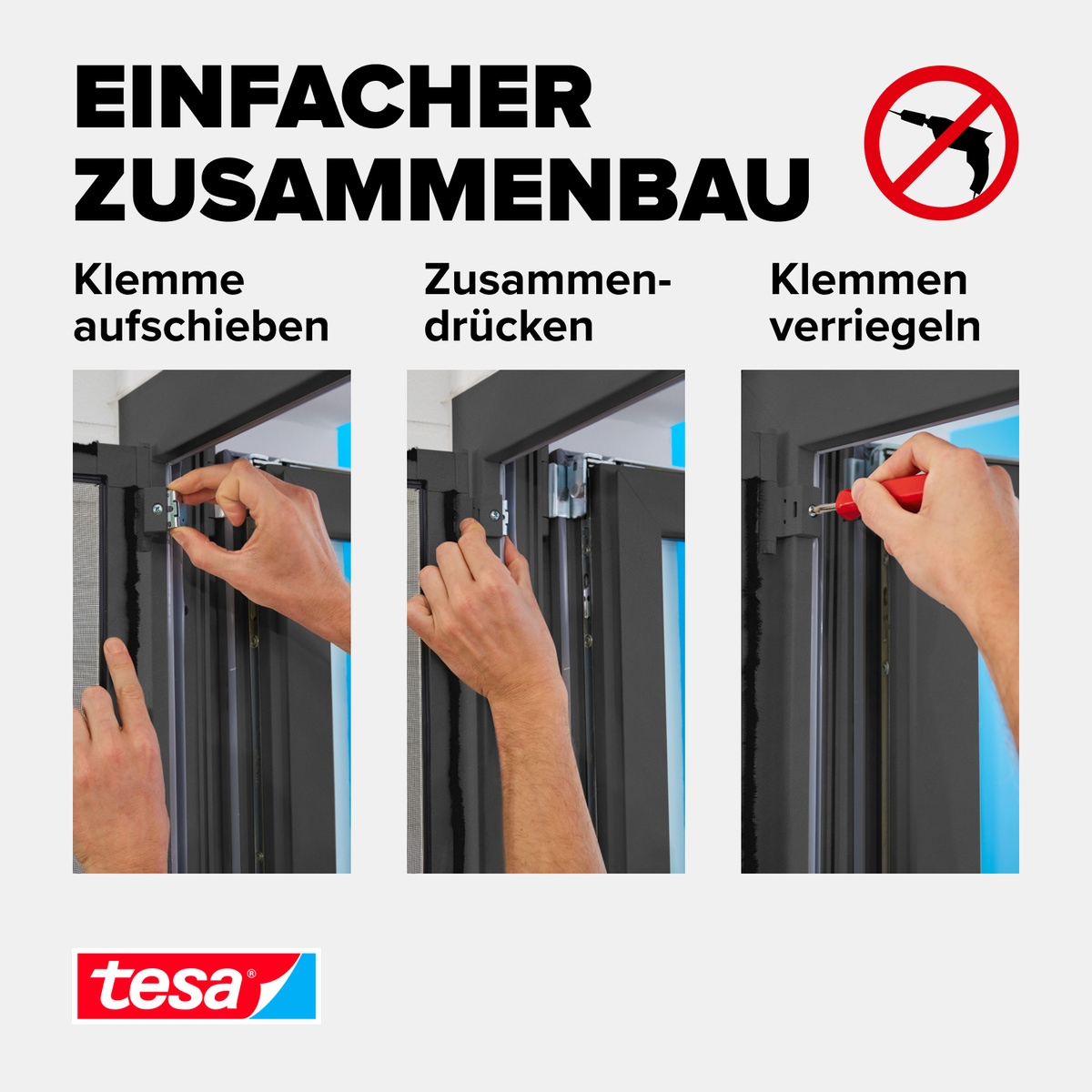 tesa Insektenschutz-Tür »Insect Stop Falt Adapter für ALU Comfort Fliegengitter - Adapter-Set«, zur Montage von Insektenschutz an Balkontür / Terrassentür