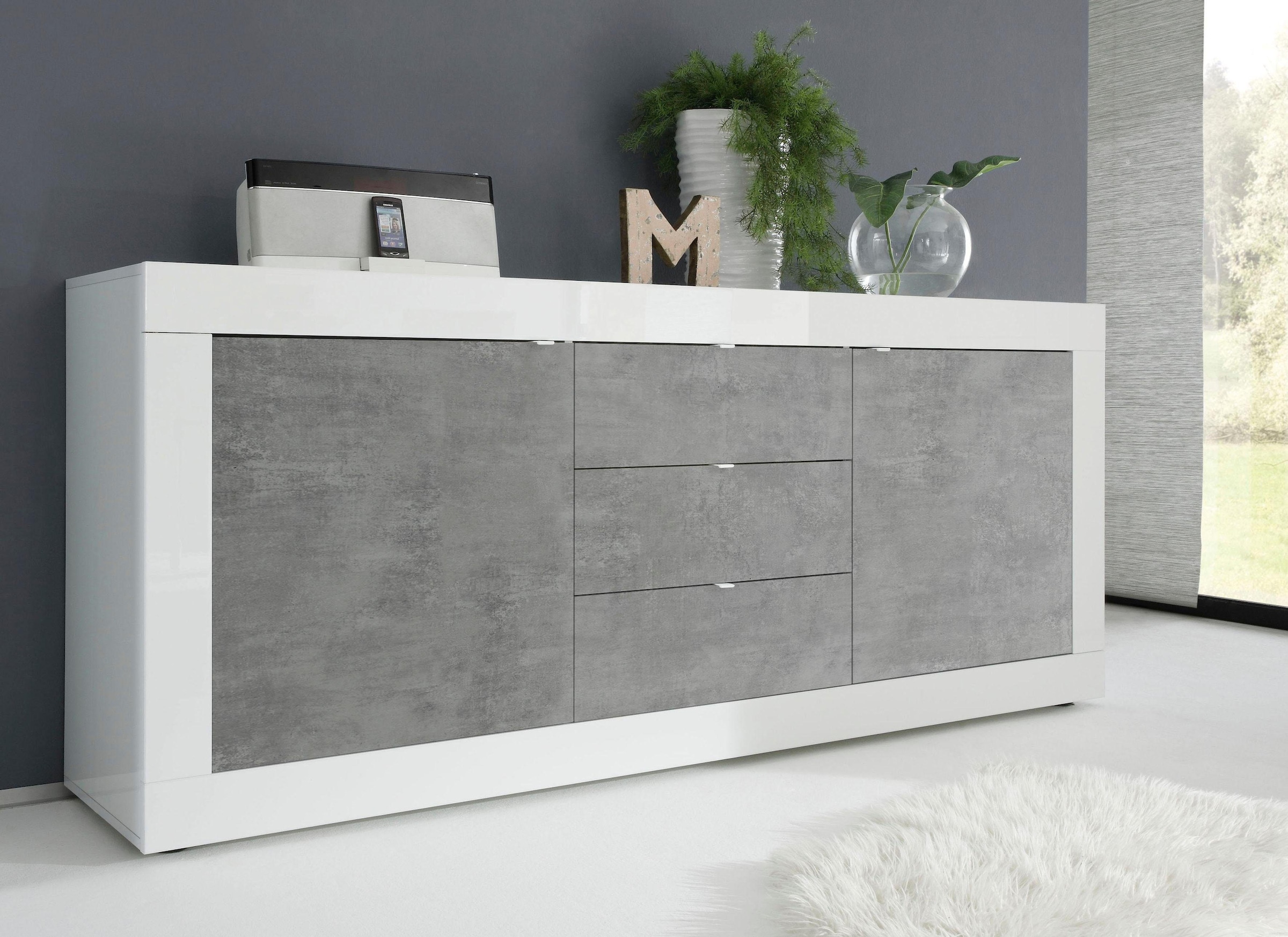 INOSIGN Sideboard »Basic Breite 210 cm, Kommode 2 Türen, 3 Schubkästen, Anrichte,«, Metallgriff, moderne Rahmenoptik, viel Stauraum, Farbauswahl