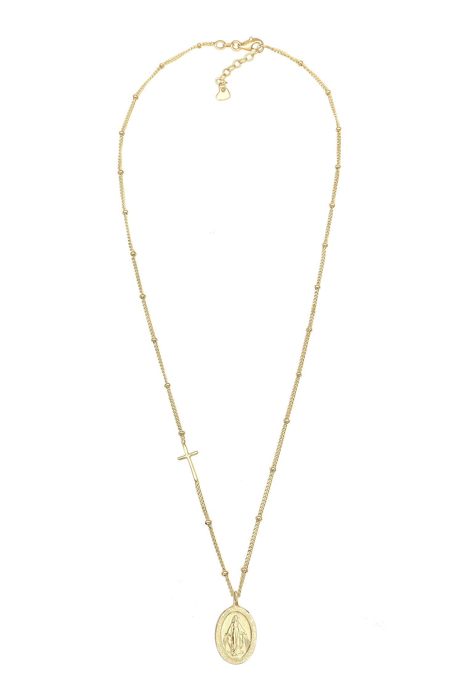 Elli Kette mit Anhänger »Halskette Kugelkette Kreuz Marienbild 925 Sterling Silber«