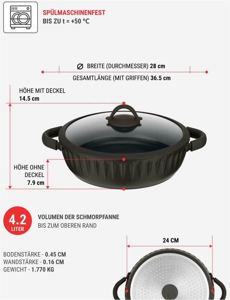RESTO Kitchenware Bräter »Ascella, Schmortopf antihaftbeschichtet und spülmaschinenfest« 2 Stk. tlg. Aluminiumguss