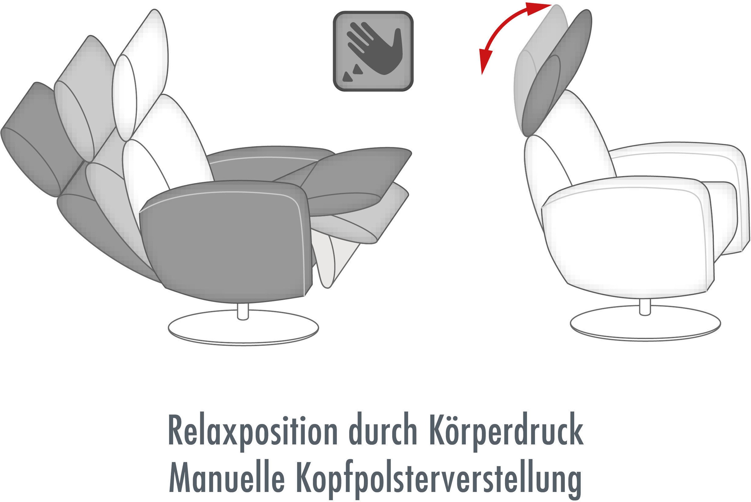 Die PlanBar Relaxsessel »ZE-RS20038 inkl. Relaxfunktion und Kopfteilverstellung« 1 Stk. tlg. 360° drehbar, wahlweise mit Gasdruckverstellung