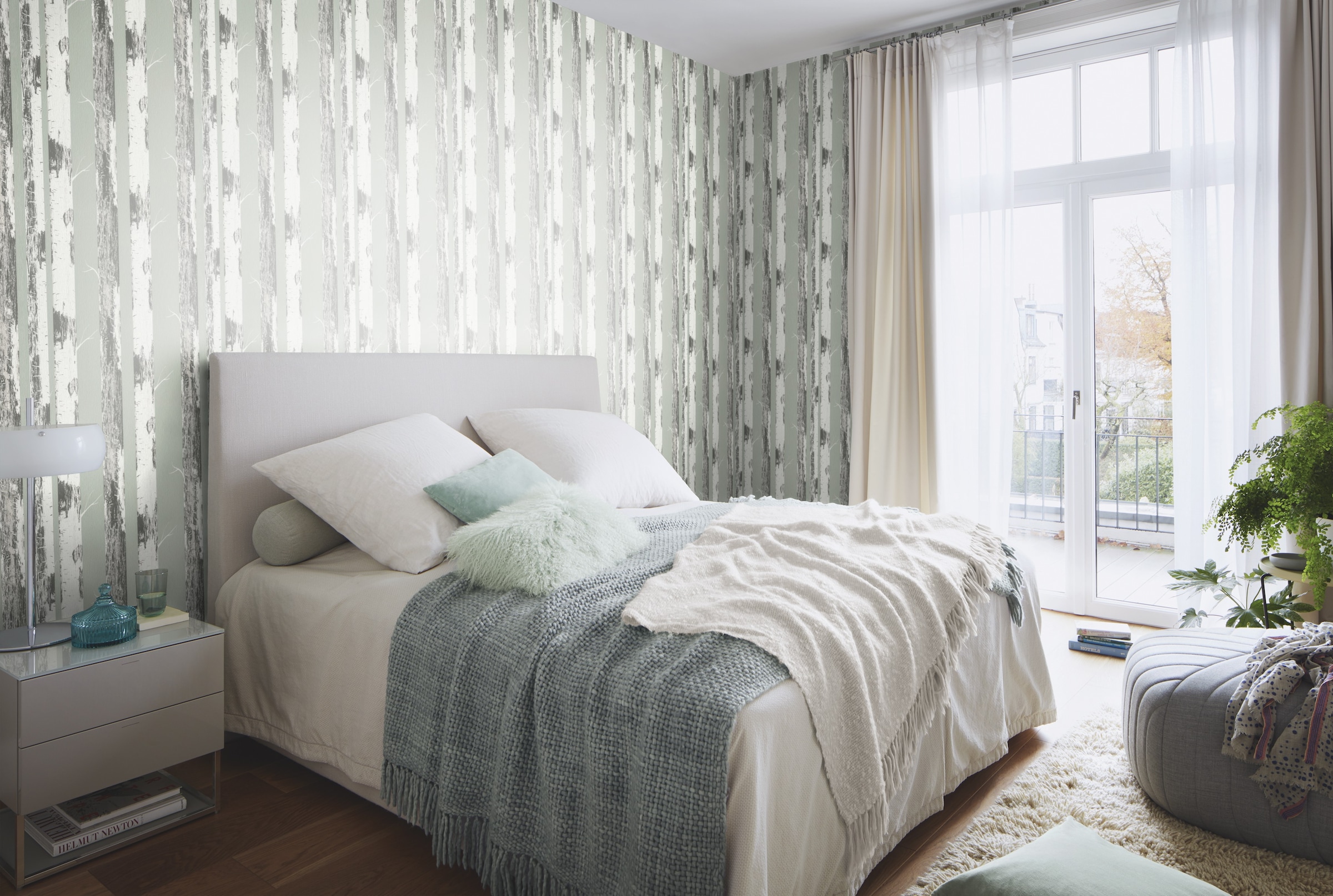 Rasch Papiertapete »mit Birkenstämmen« Holz strukturiert Birkenwald