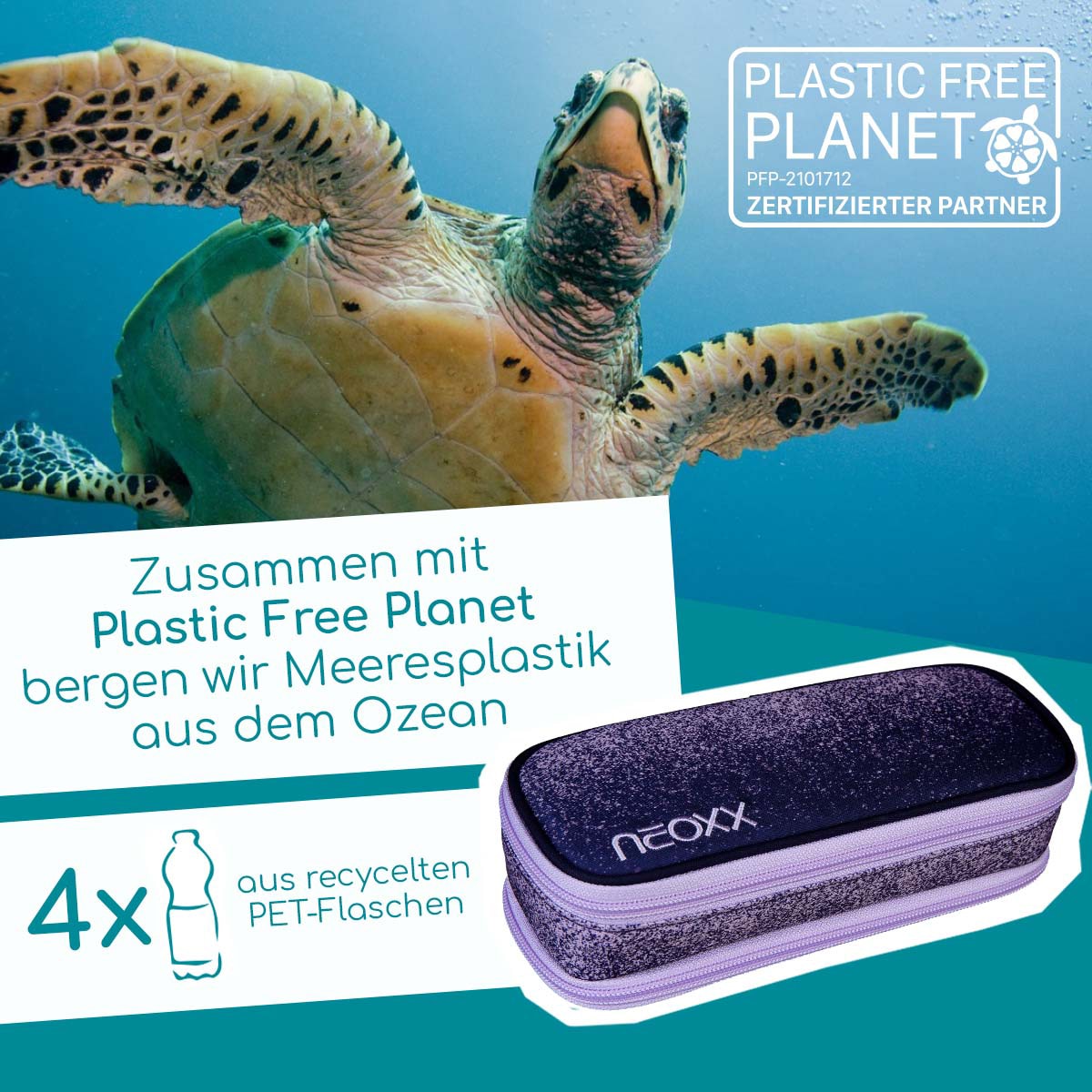 neoxx Schreibgeräteetui »Schlamperbox, Catch, Glitterally perfect«, aus recycelten PET-Flaschen