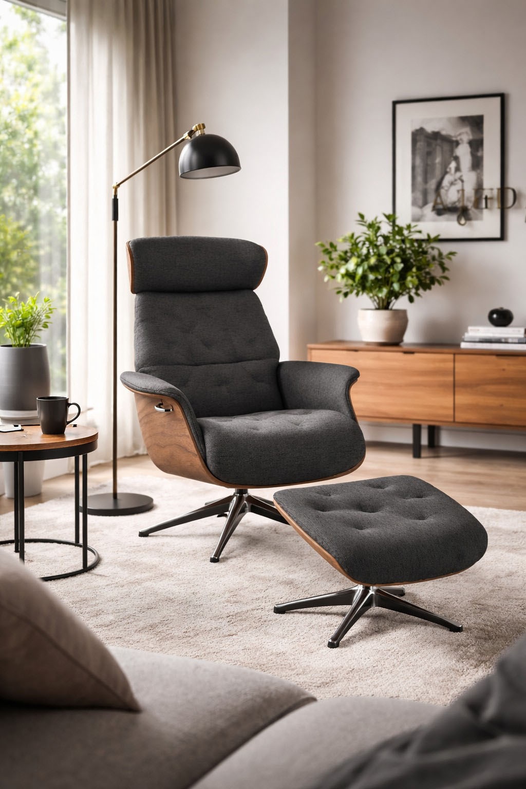 FLEXLUX Relaxsessel »Volden Fernsehsessel, verstellbarer Rücken- & Kopfstütze, drehbar« Airchannels, robuster Alu Fuß, hervorragender Komfort, Holzrahmen