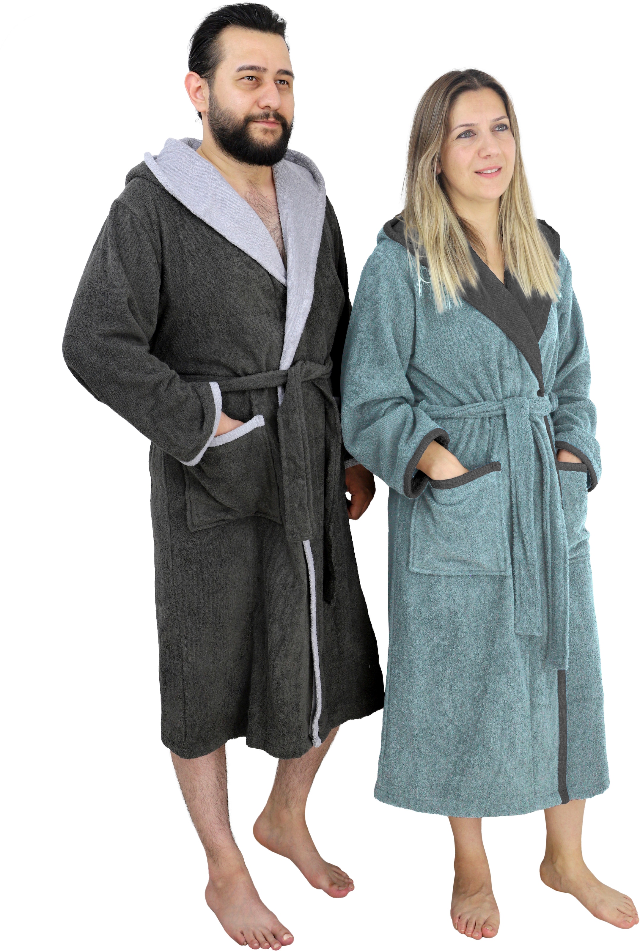 my home Unisex-Bademantel »Condes, ideal für Sauna & Spa, Hotelbademantel, Morgenmantel«, (1 St.), Damen und Herren Bademantel, Doubleface Optik, XS-3XL