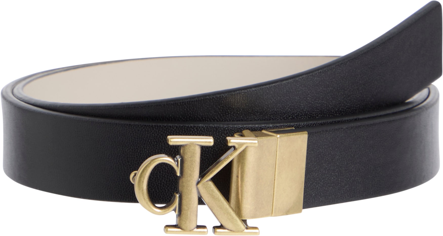 Calvin Klein Jeans Ledergürtel »MONOGRAM PLACQUE BUCKLE 25MM REV«, mit glatter Oberfläche