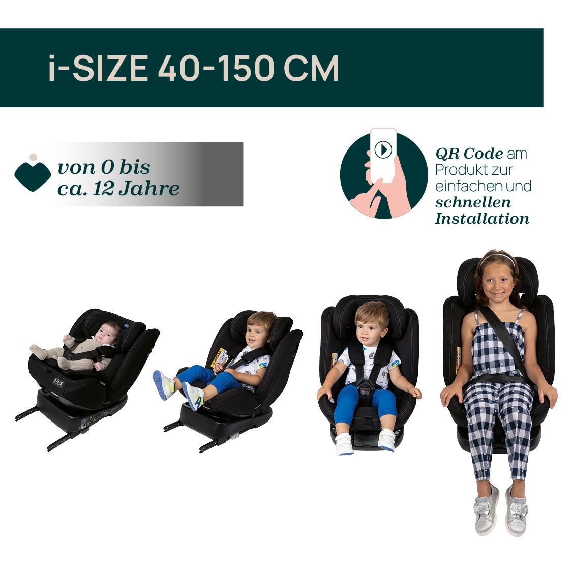 Chicco Autokindersitz »Unico Evo i-Size, Grey Black«, ISOFIX-Befestigung