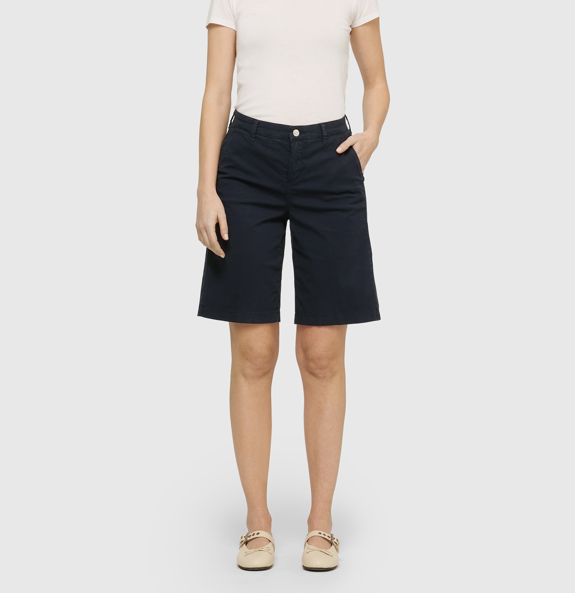 MAC Bermudas »CHINO Bermuda«  weites Bein, mit Deko-Tuch