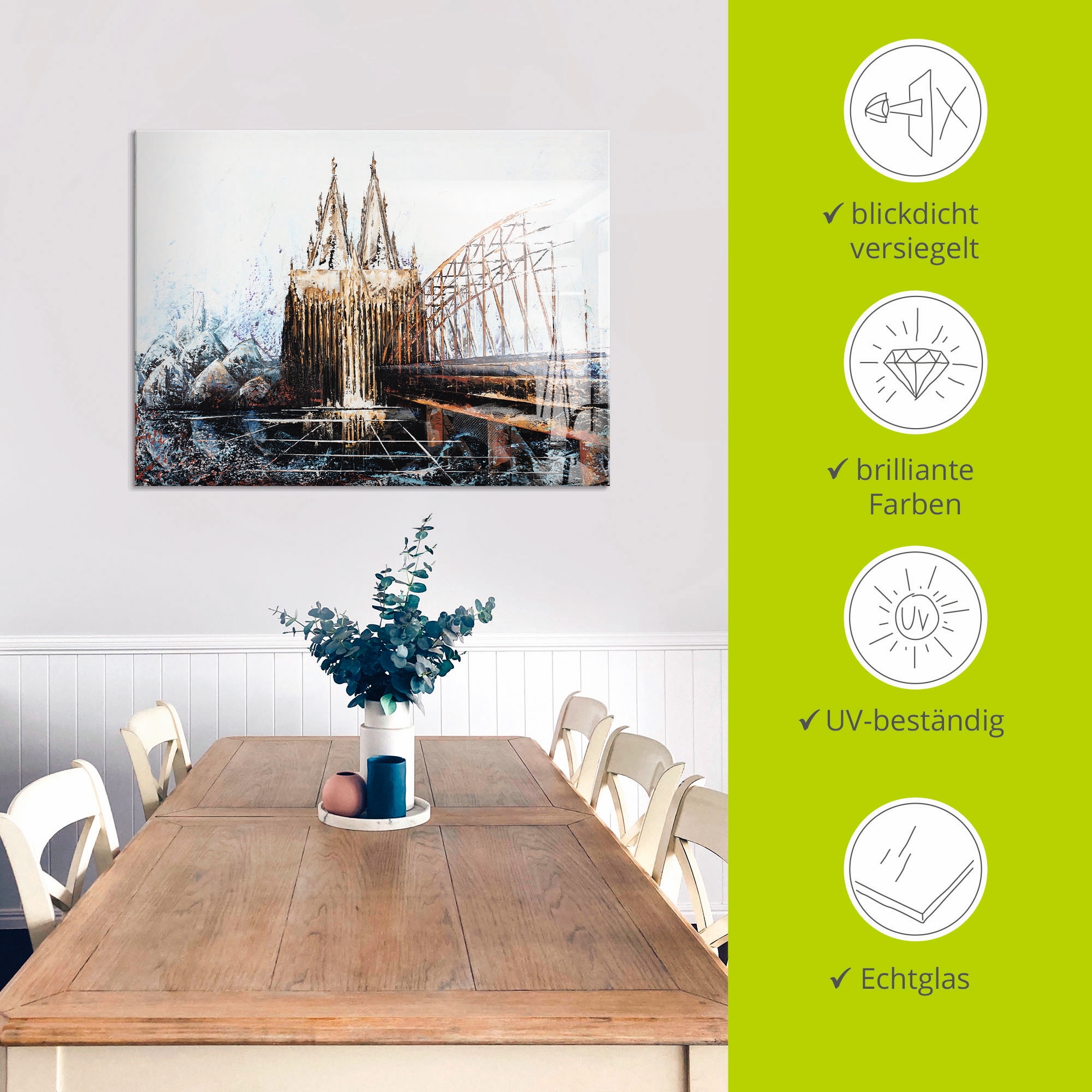 Artland Glasbild »Köln Impression« Deutschland 1 Stk. tlg. in verschiedenen Größen