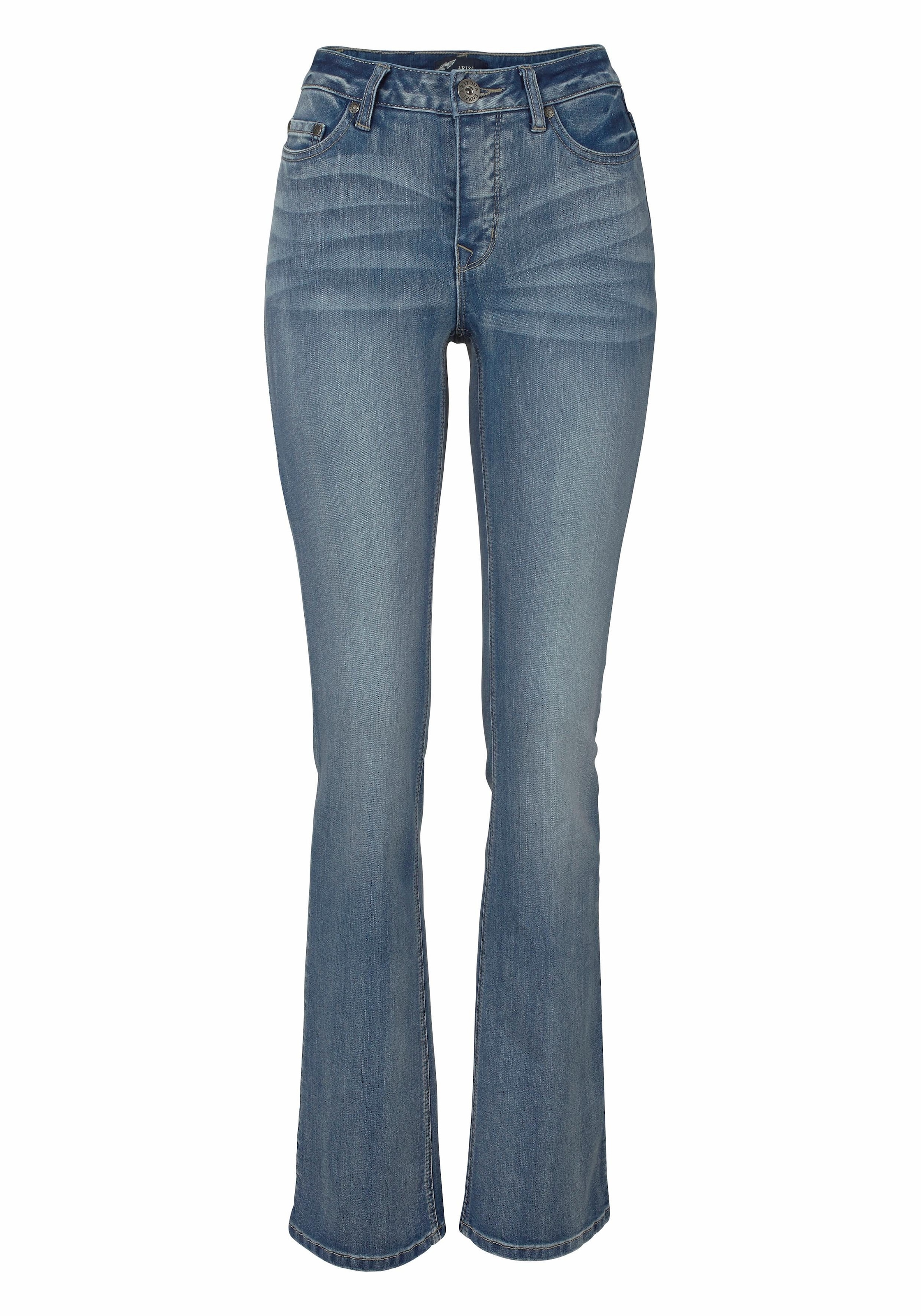 Arizona Bootcut-Jeans »Baby Bootcut«, leicht ausgestelltes Bein, hohe Leibhöhe