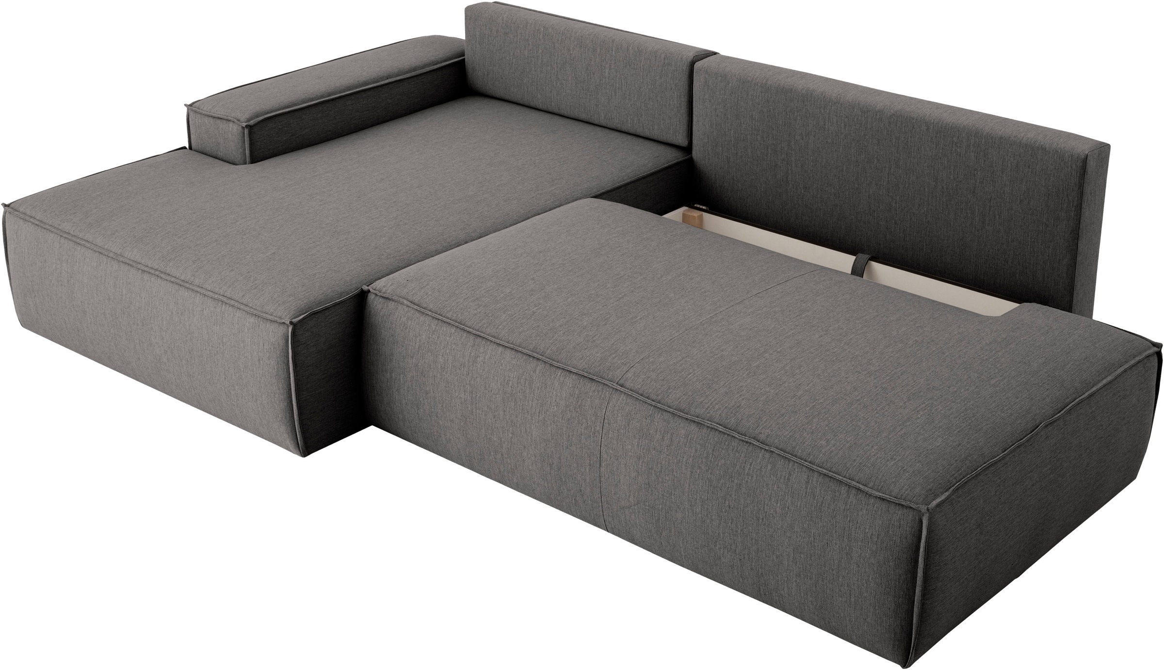 Home affaire Ecksofa »SHERWOOD, Schlafsofa in L-Form offen (275cm), Cord, Leinenoptik«, Schlaffunktion und Bettkasten, Kedernaht, hoher Sitz- & Liegekomfort
