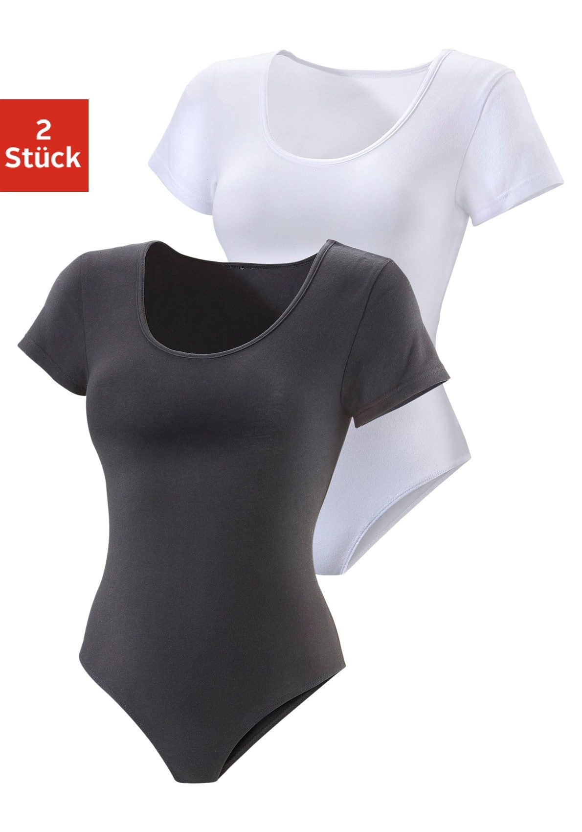 Baumwoll-Stretch-Qualität T-Shirt-Body, ♕ bei Vivance (2er-Pack), aus