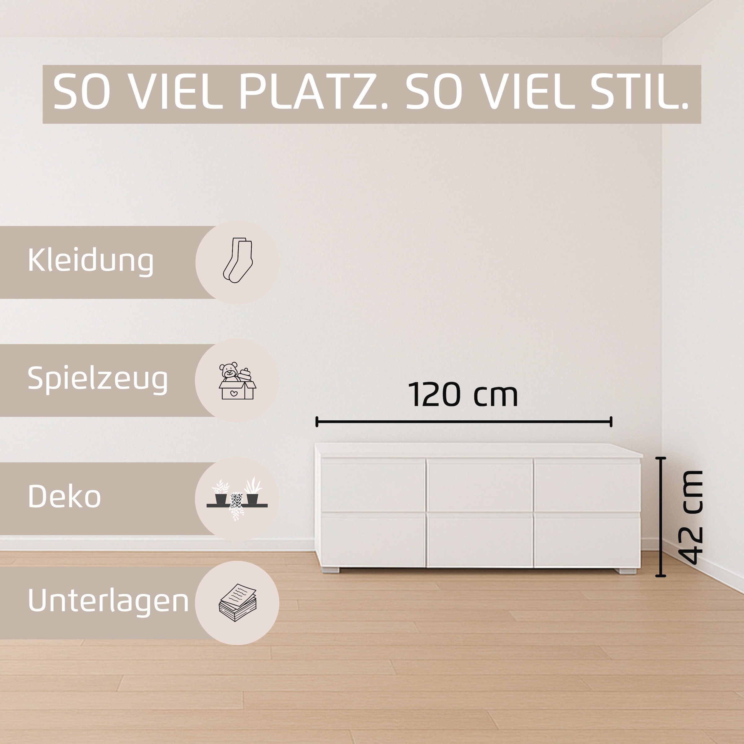 rauch TV-Board »Sideboard Kommode Lowboard TV-Schrank MAINZ« Breite 80 oder 120 cm,  praktische und geräumige Schubladen MADE IN GERMANY