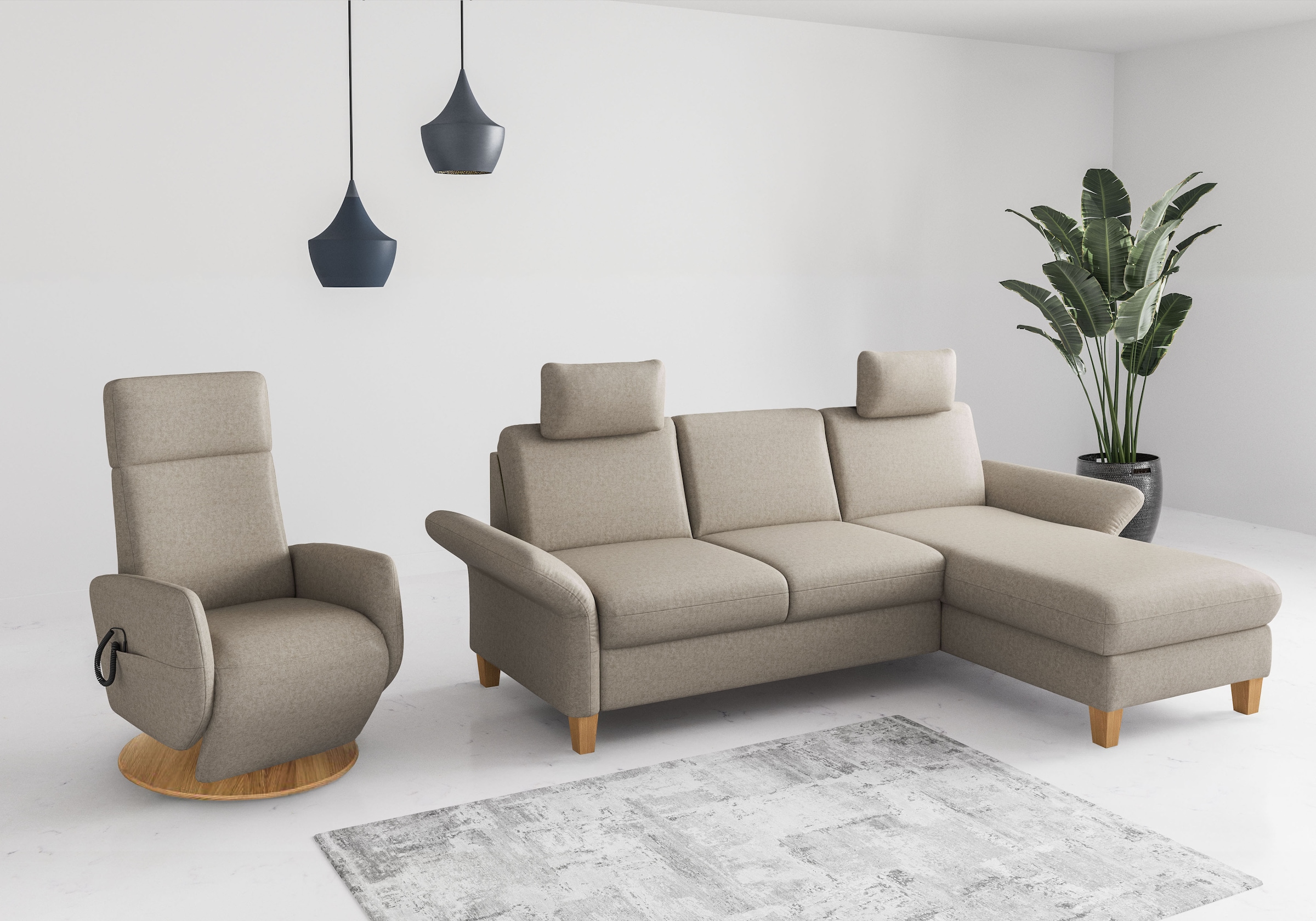 Home affaire Ecksofa »Rochelle«, wahlweise mit Armlverstellung, Klappbett mit Rollen & Bettkasten