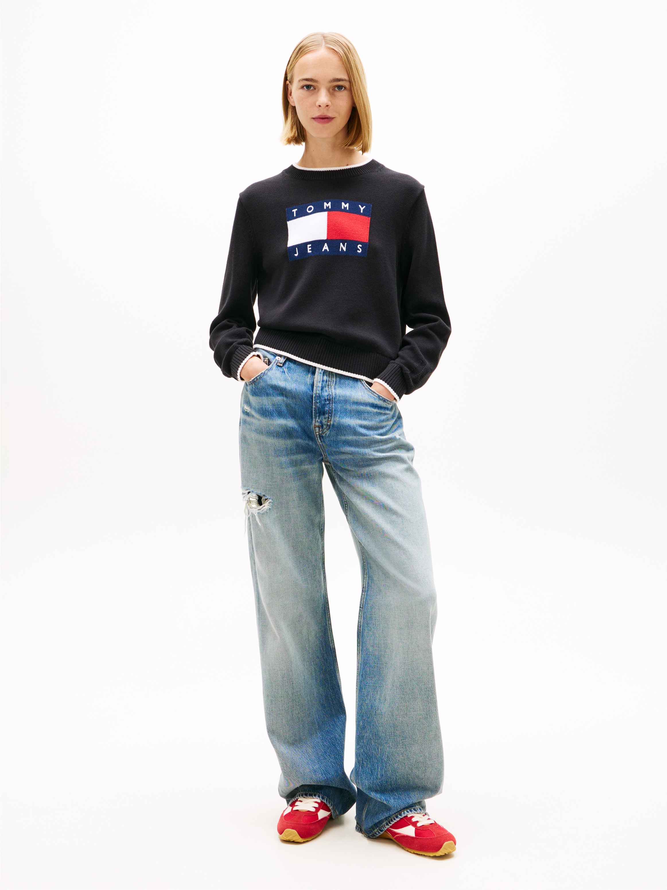 Tommy Jeans Strickpullover »TJW TIPPING FLAG SWEATER EXT«