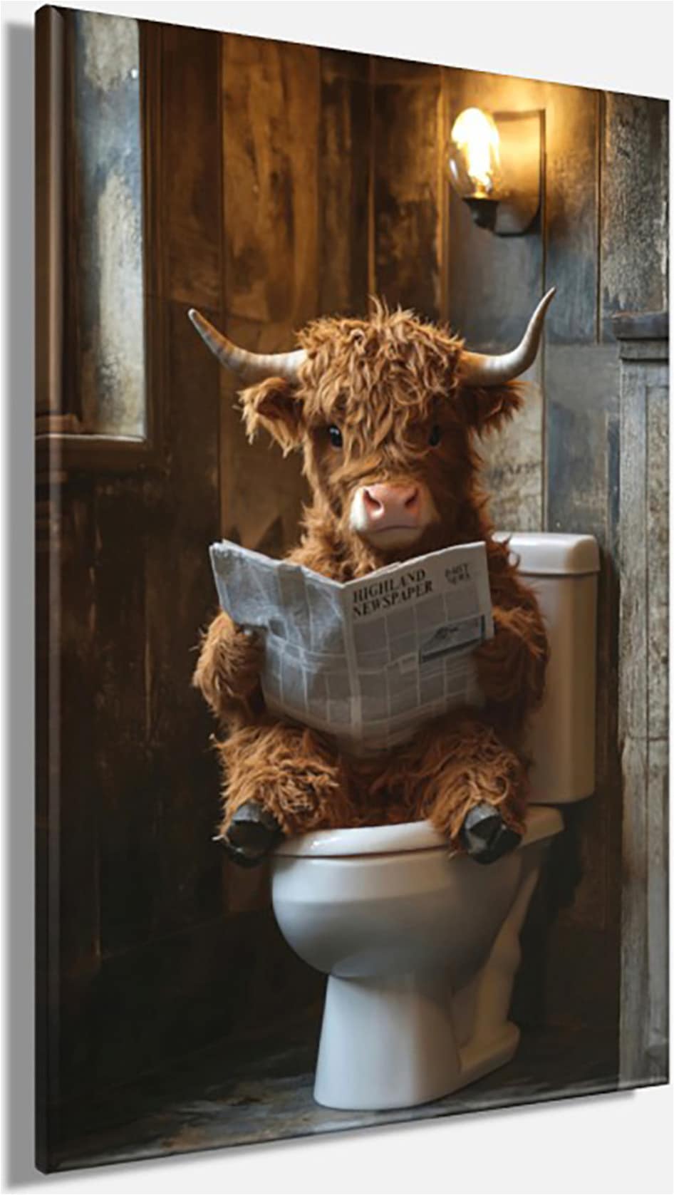 Bönninghoff Leinwandbild »Wandbild HIGHLAND NEWS 60x90 cm – Leinwandbild Keilrahmen Deko modern« Hochlandrind | Humor | Kuh | Kuhbilder | Kühe | Tiere 1 Stk. tlg. auf Keilrahmen gespannt
