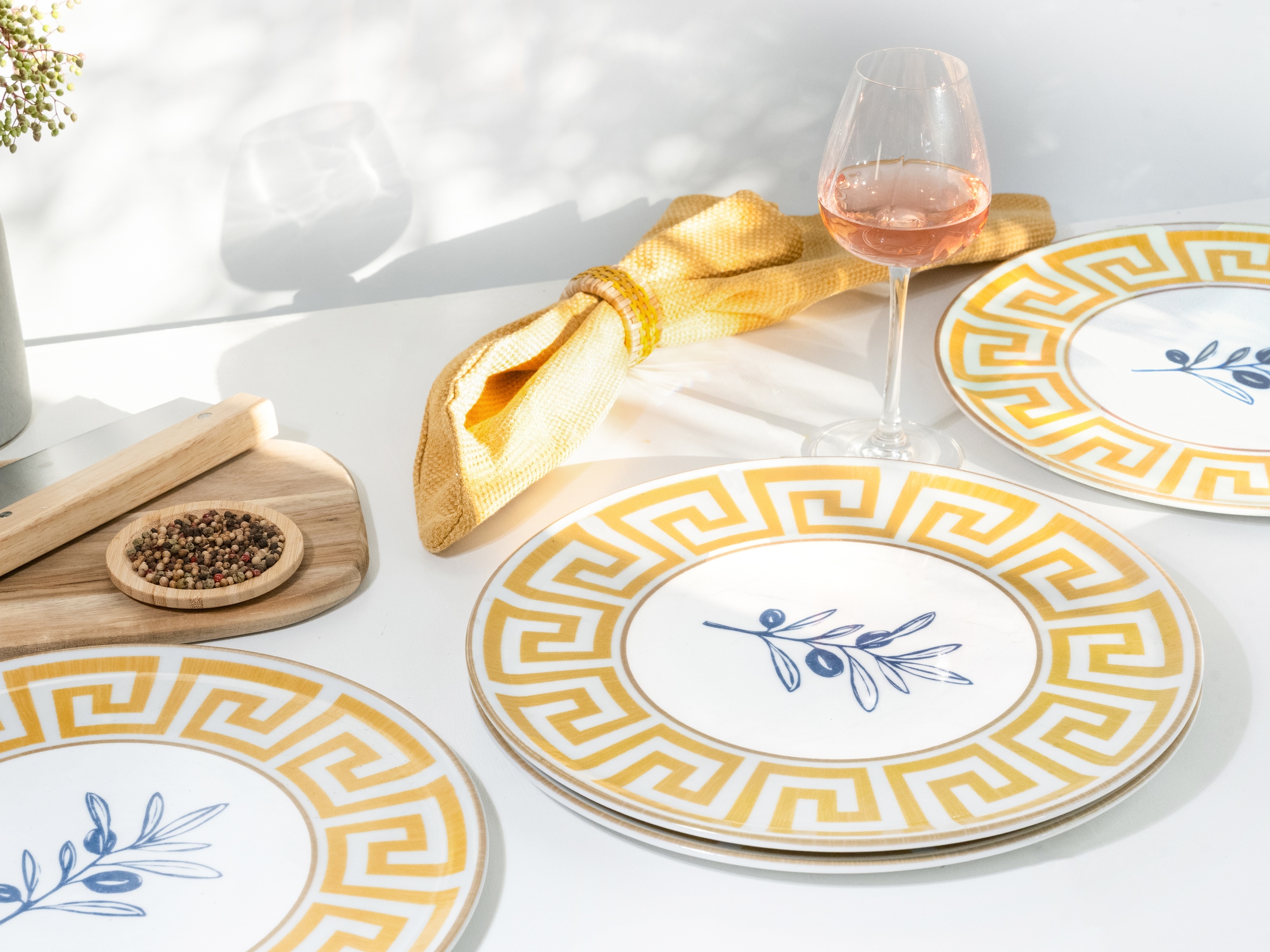 CreaTable Pizzateller »Gourmet Athena, Teller Set, 4-tlg.« Griechische Eleganz, Vielseitig einsetzbar