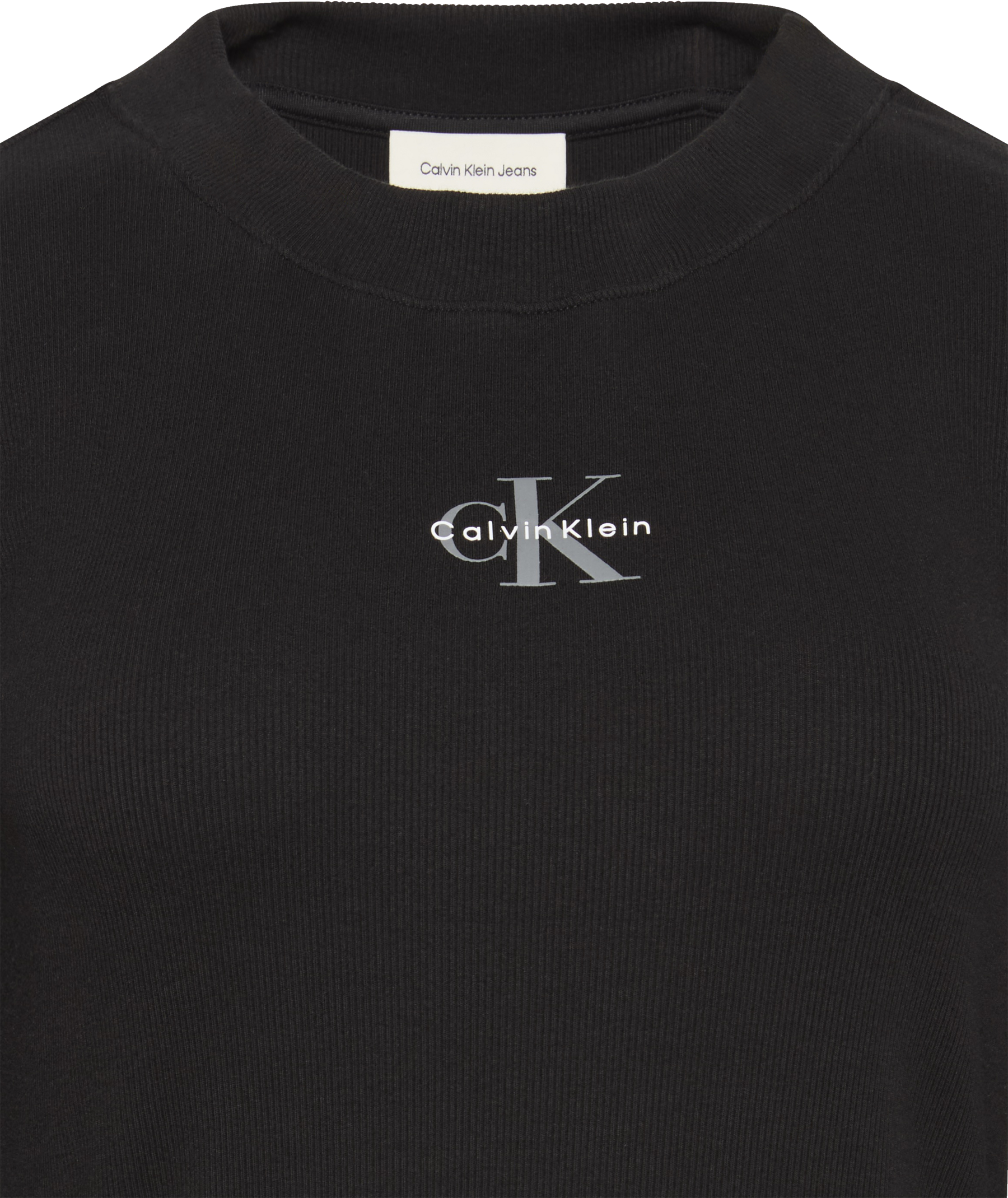 Calvin Klein Jeans Langarmshirt Rundhalsausschnitt, figurbetonte Passform, Logodruck