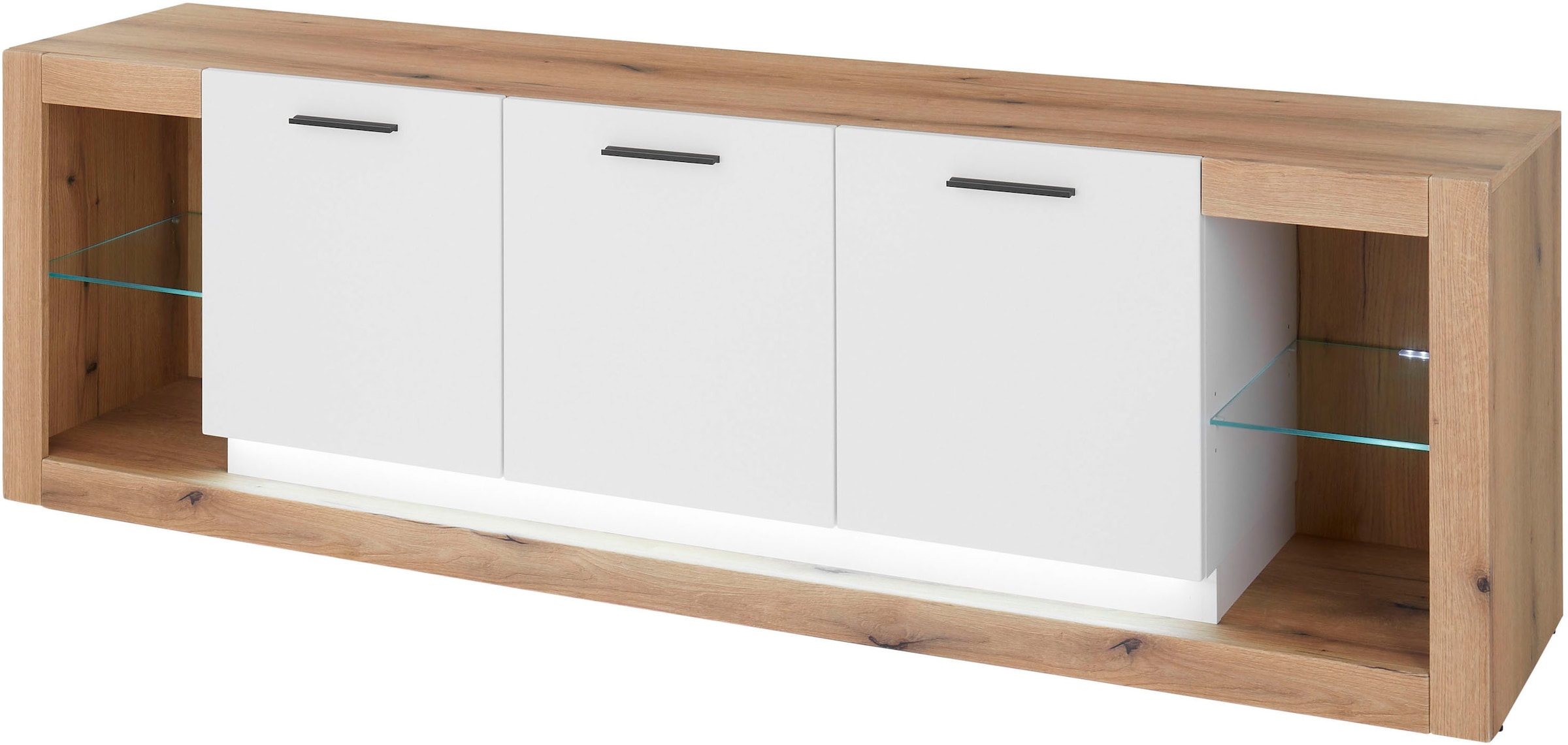 Home affaire Lowboard »Brixen, moderner TV-Schrank, Kommode in Eiche Evoke Dekor mit Weiß« Metallgriffe, ausreichend Stauraum, vielseitig einsetzbar