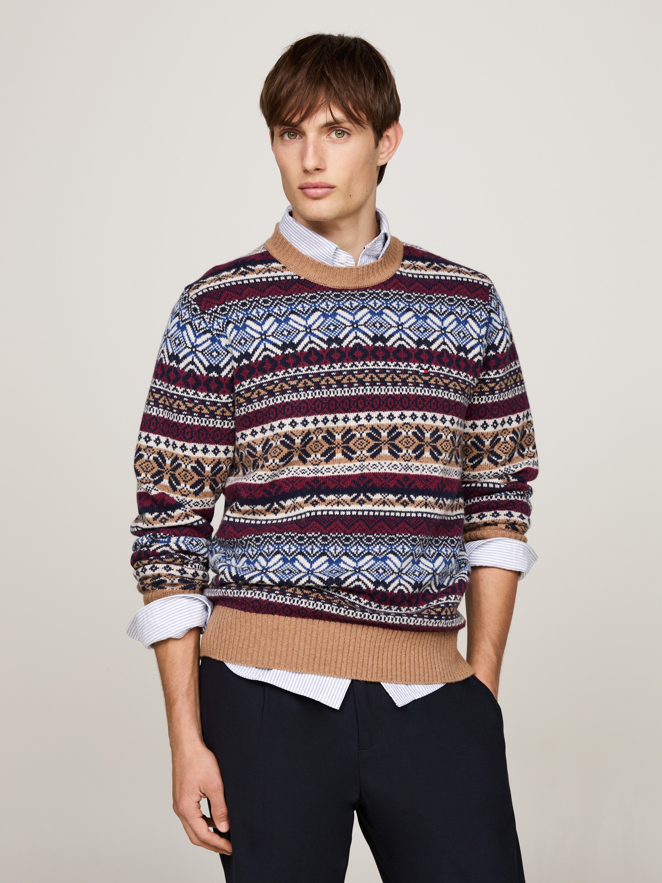 Tommy Hilfiger Rundhalspullover »GIFTING WOOL BLEND FAIRISLE C NK«, mit mehrfarbigen Muster