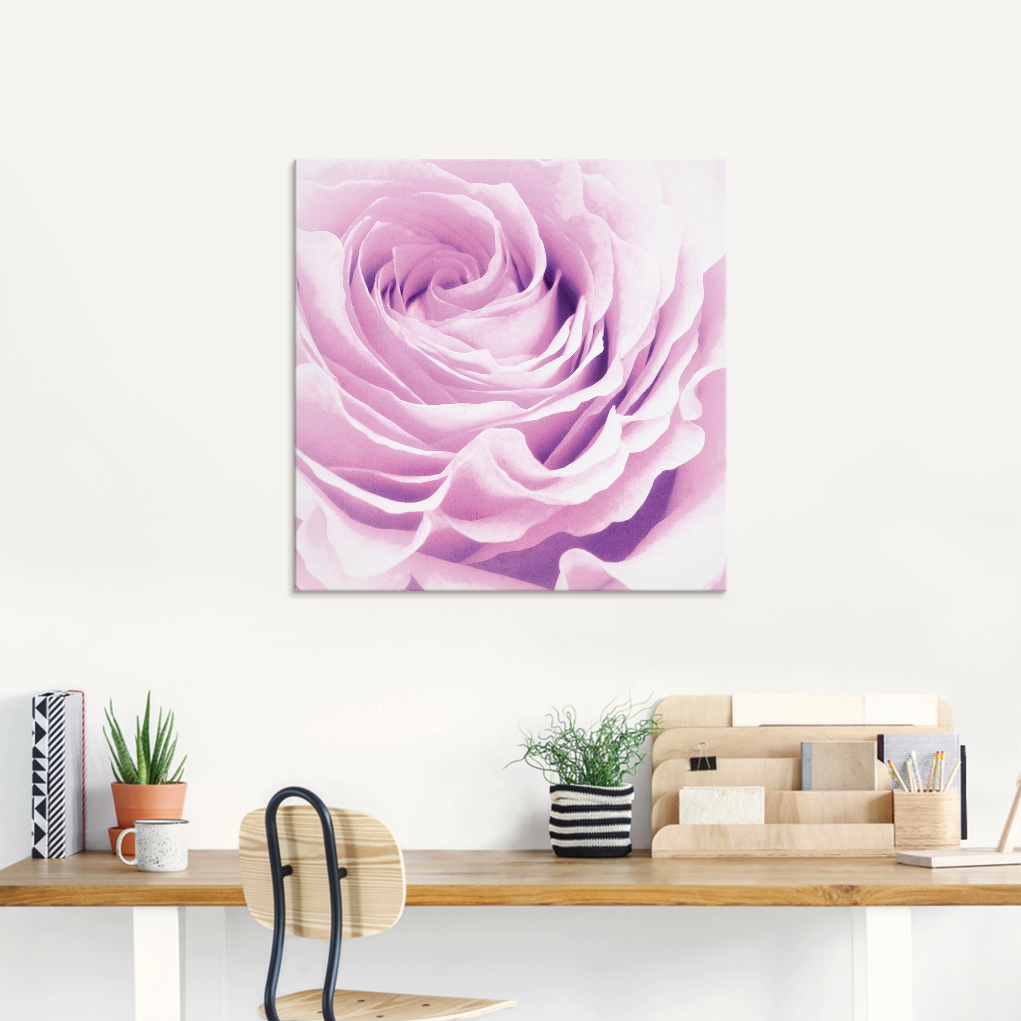 Artland Glasbild »Pastell Rose«, Blumen, (1 St.), in verschiedenen Größen