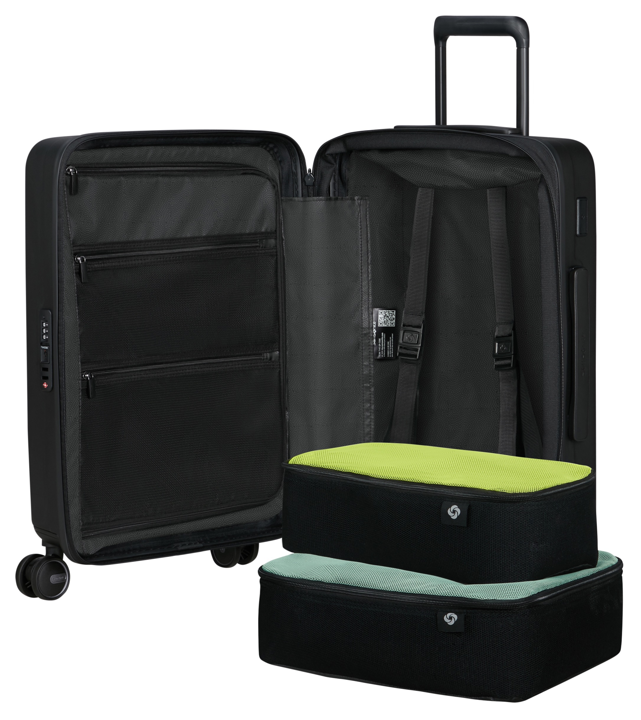 Samsonite Hartschalen-Trolley »RESTACKD, verschiedene Größen und Farben«, (mit Packtaschen), 4 Rollen, Reisekoffer mit TSA Schloss Volumenerweiterung Packtaschen