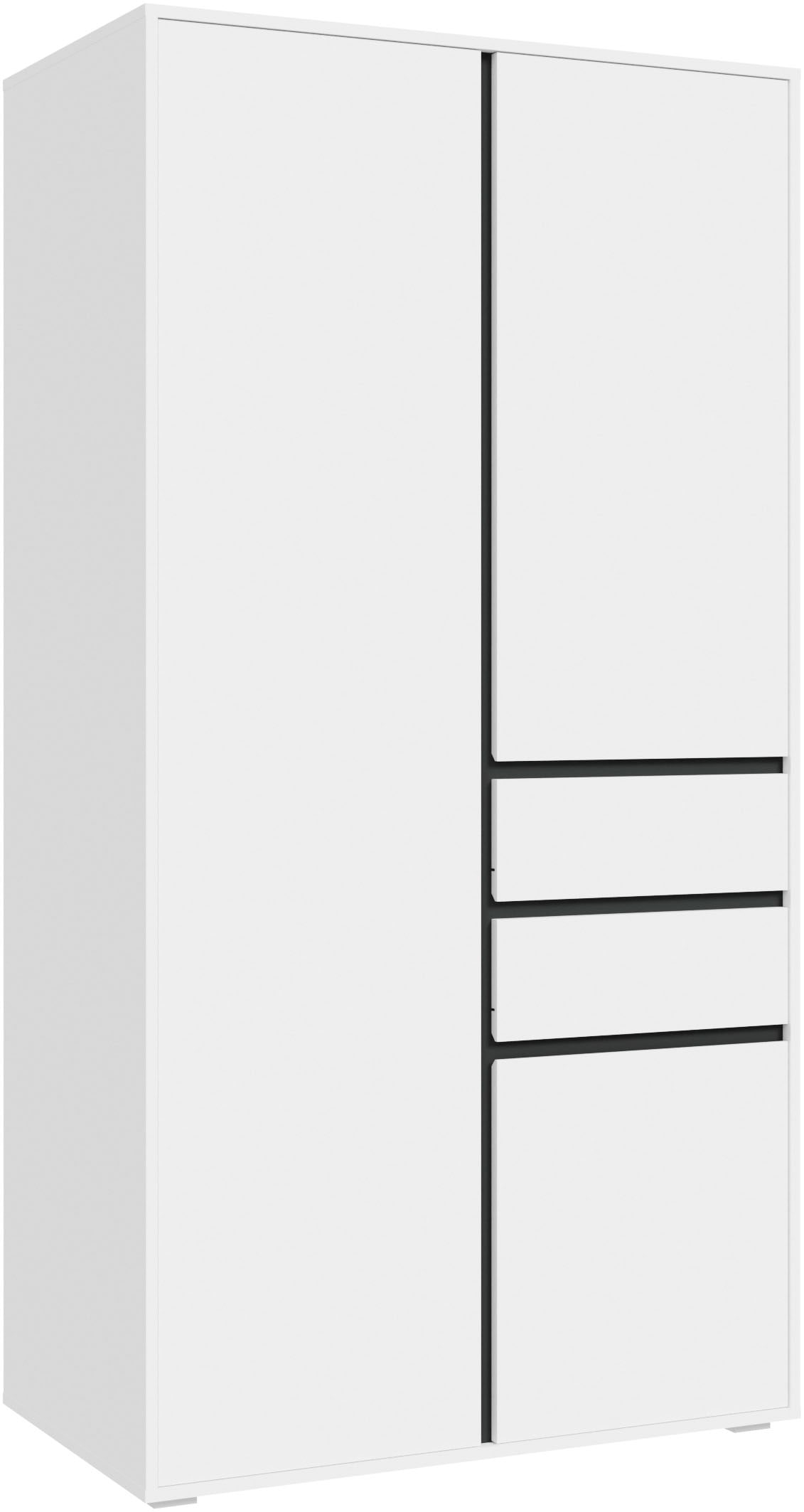 Home affaire Kleiderschrank »NULA, Schlafzimmerschrank, Garderobe, Schrank« in verschiedenen Ausführungen und Farben erhältlich, 1 Stk. tlg. 3 Türen, 2 Schubkästen, 1 E-Boden, 5 K-Böden, 1 Kleiderstange