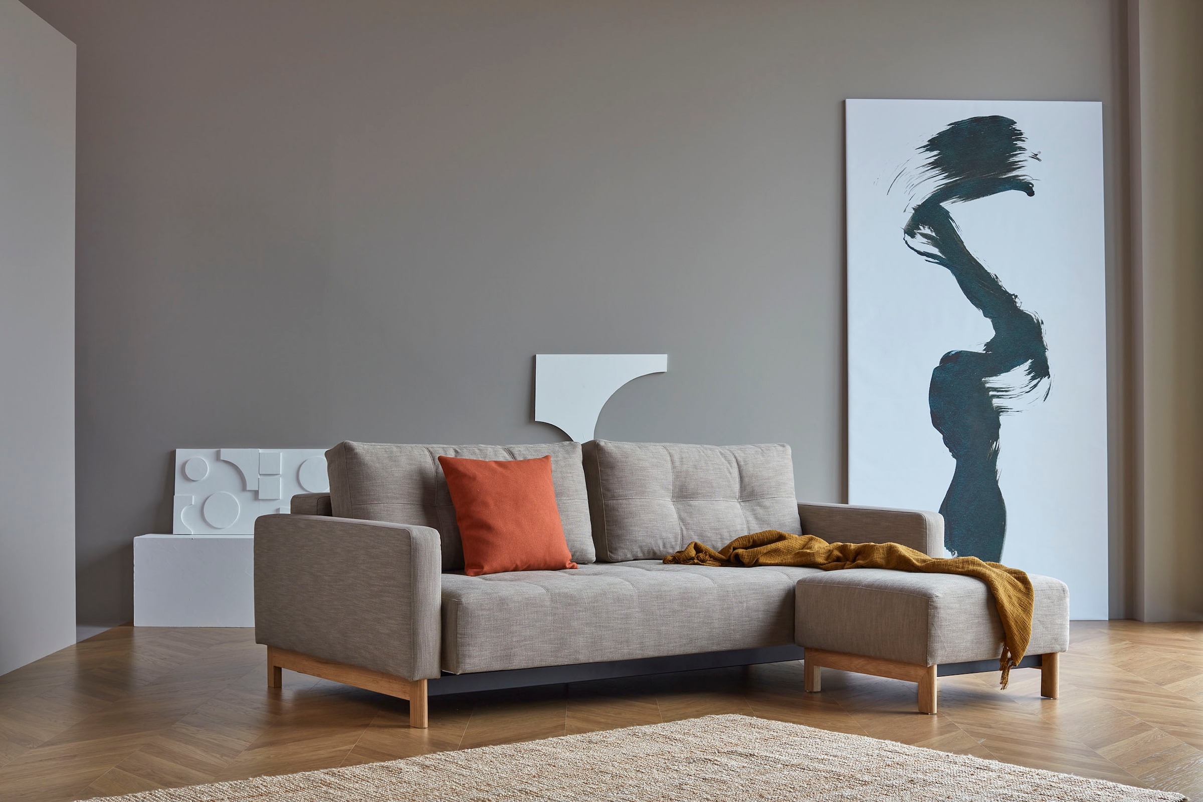 INNOVATION LIVING ™ Schlafsofa »Pyxis 3-Sitzer mit extrabreiter Bettfunktion, Skandi-Design«, Multifunktionssofa, extrabequem durch Taschenfederkern, Dauerschläfer