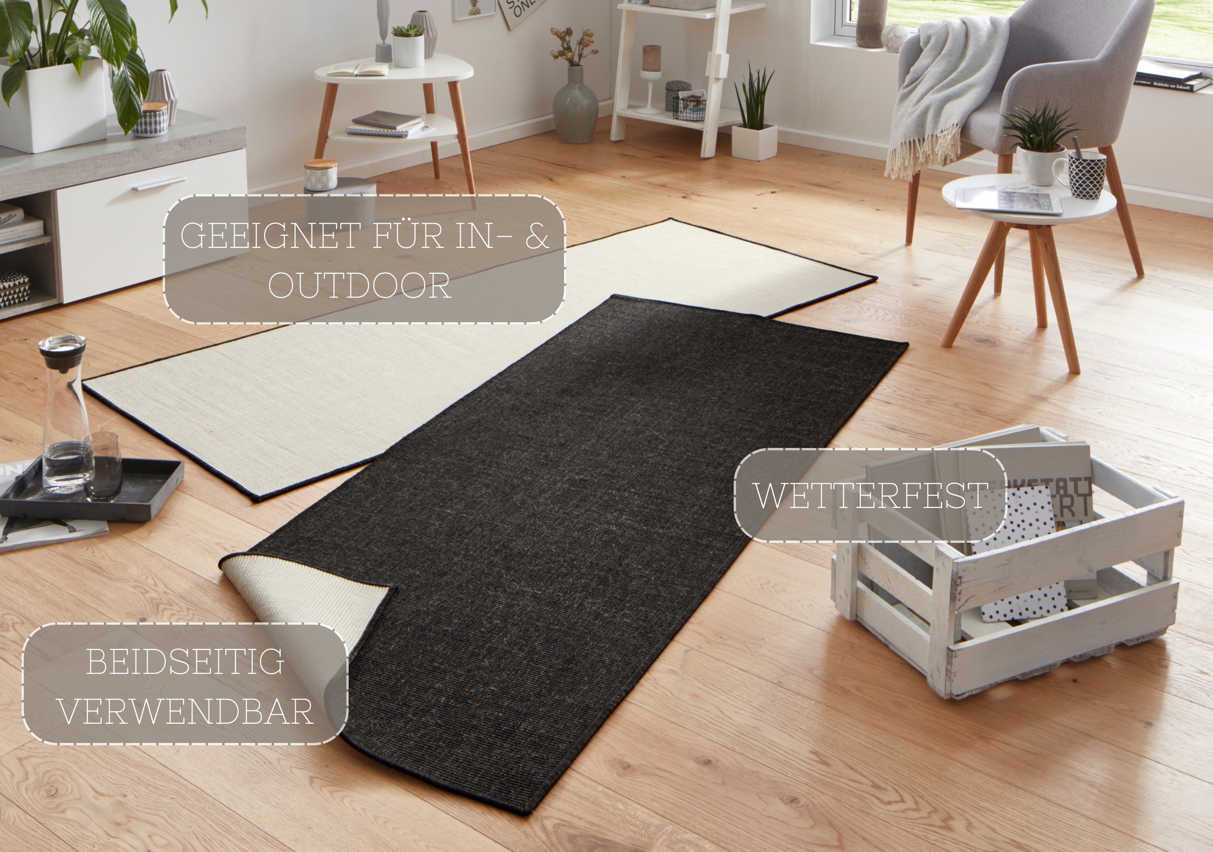 HANSE Home Teppich »Miami Wendeteppich«, rechteckig, 5 mm Höhe, In-& Outdoor, Wetterfest, Balkon, Läufer, Wohnzimmer, Wasserfest