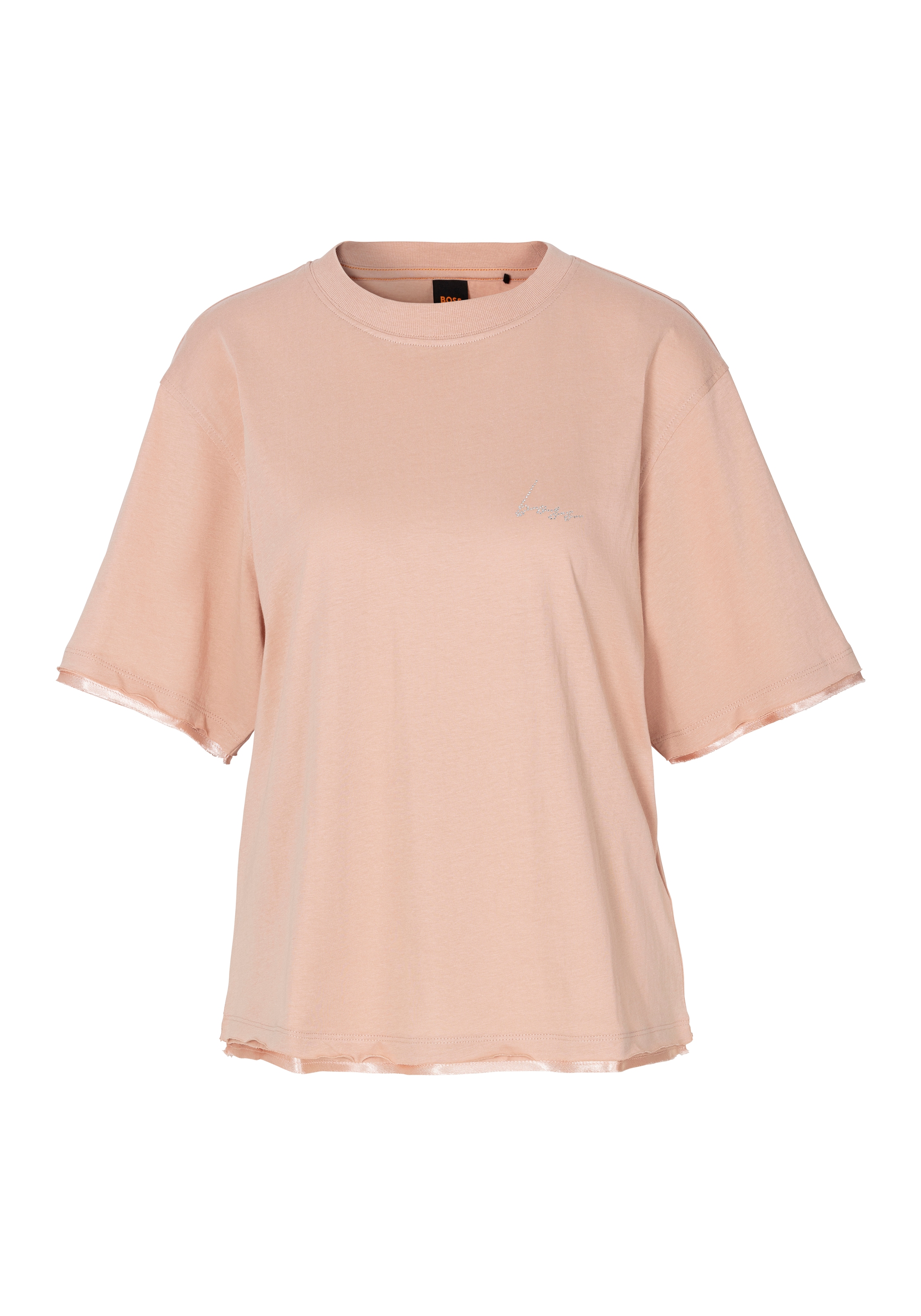 T-Shirt »C_Enis_satin edge«, mit unterlegtem Satin