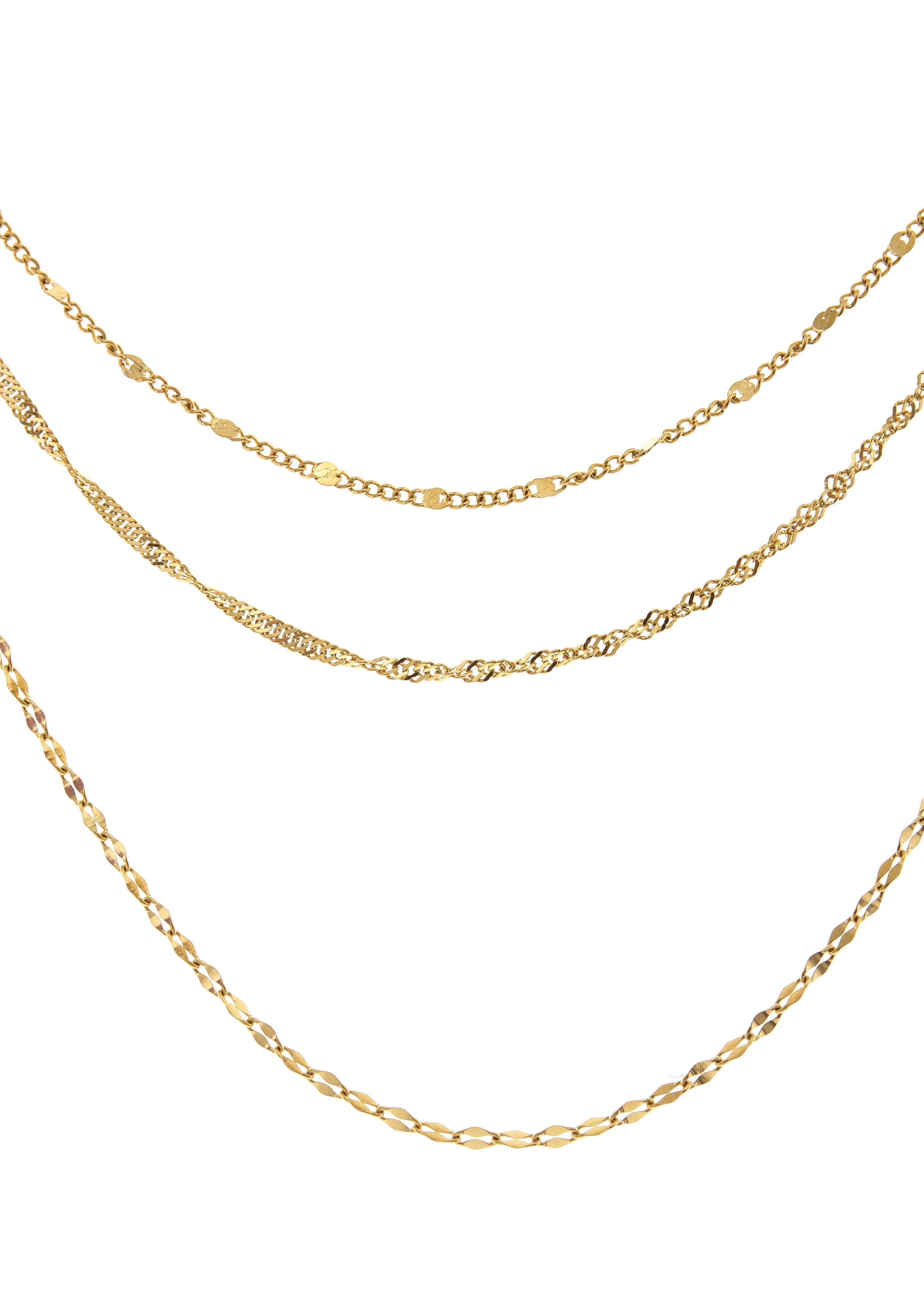 LASCANA Collier »3- reihige Halskette«, Zarte Ketten mit Goldbeschichtung