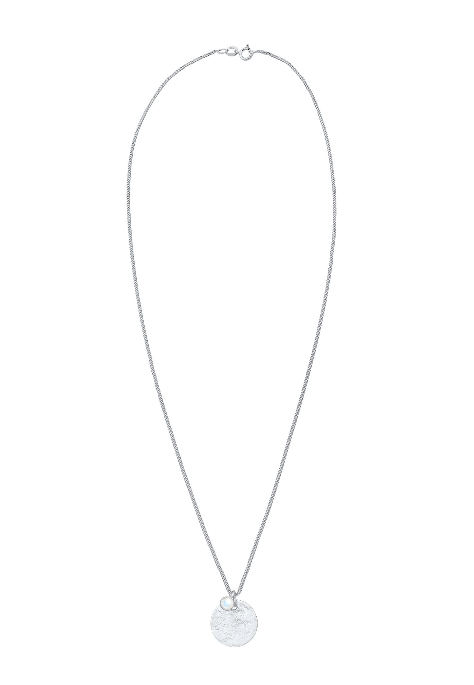 Elli Silberkette »Halskette Plättchen Vintage Mondstein Solitär 925 Silber«