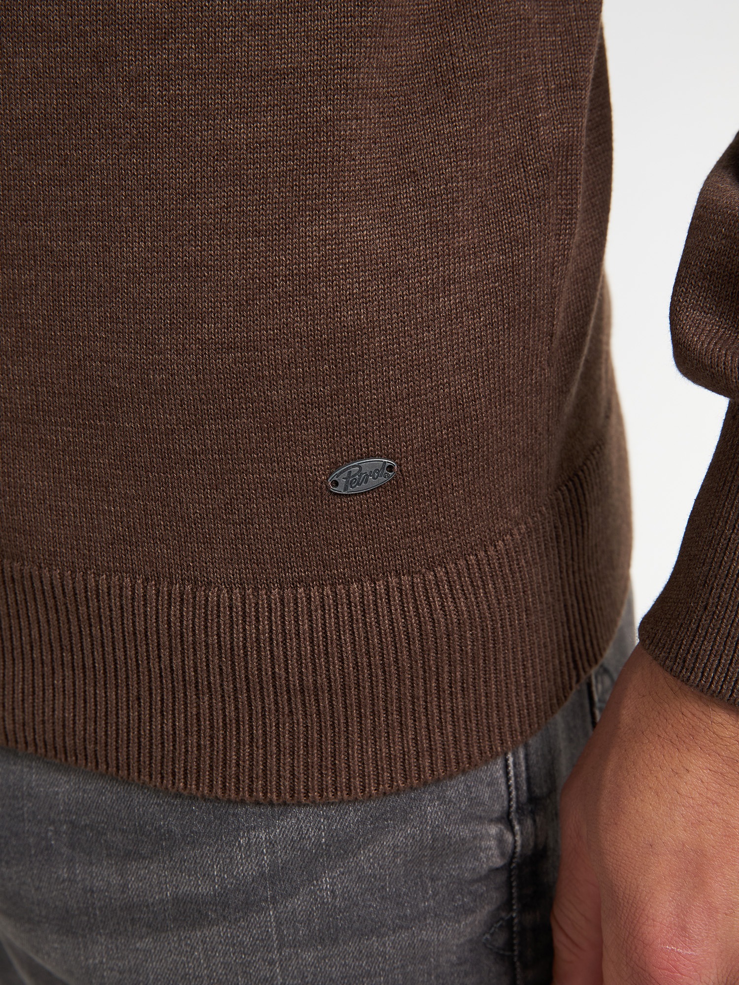 Petrol Industries Rundhalspullover Materialmix mit Baumwollanteil