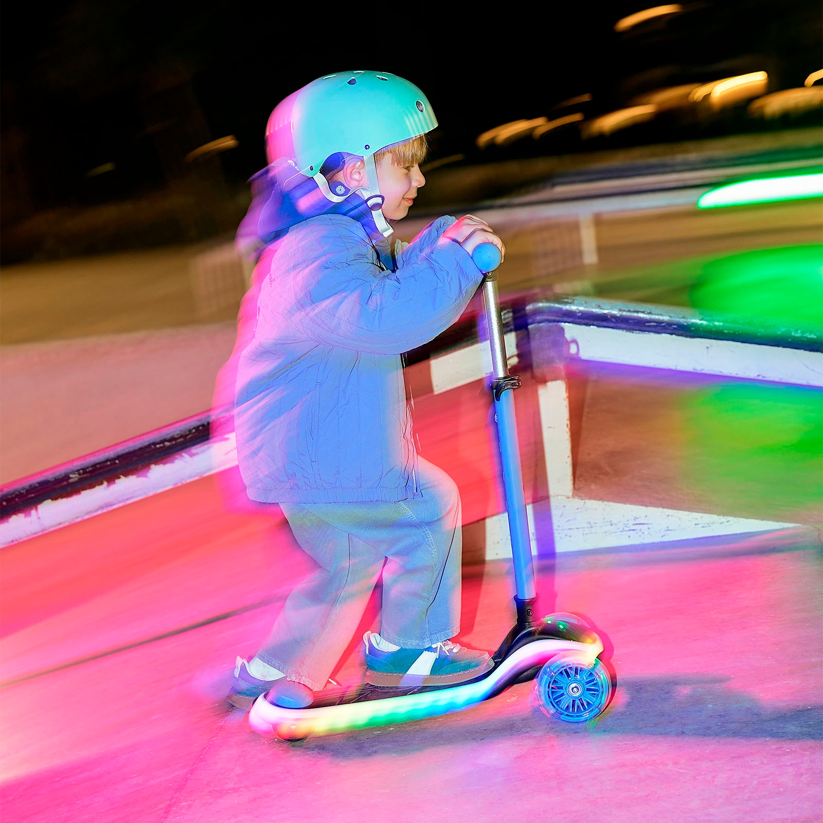 Kinderkraft Tretroller »RAKET UP« mit LED-Leuchten im Trittbrett und beleuchtete RGB-Räder