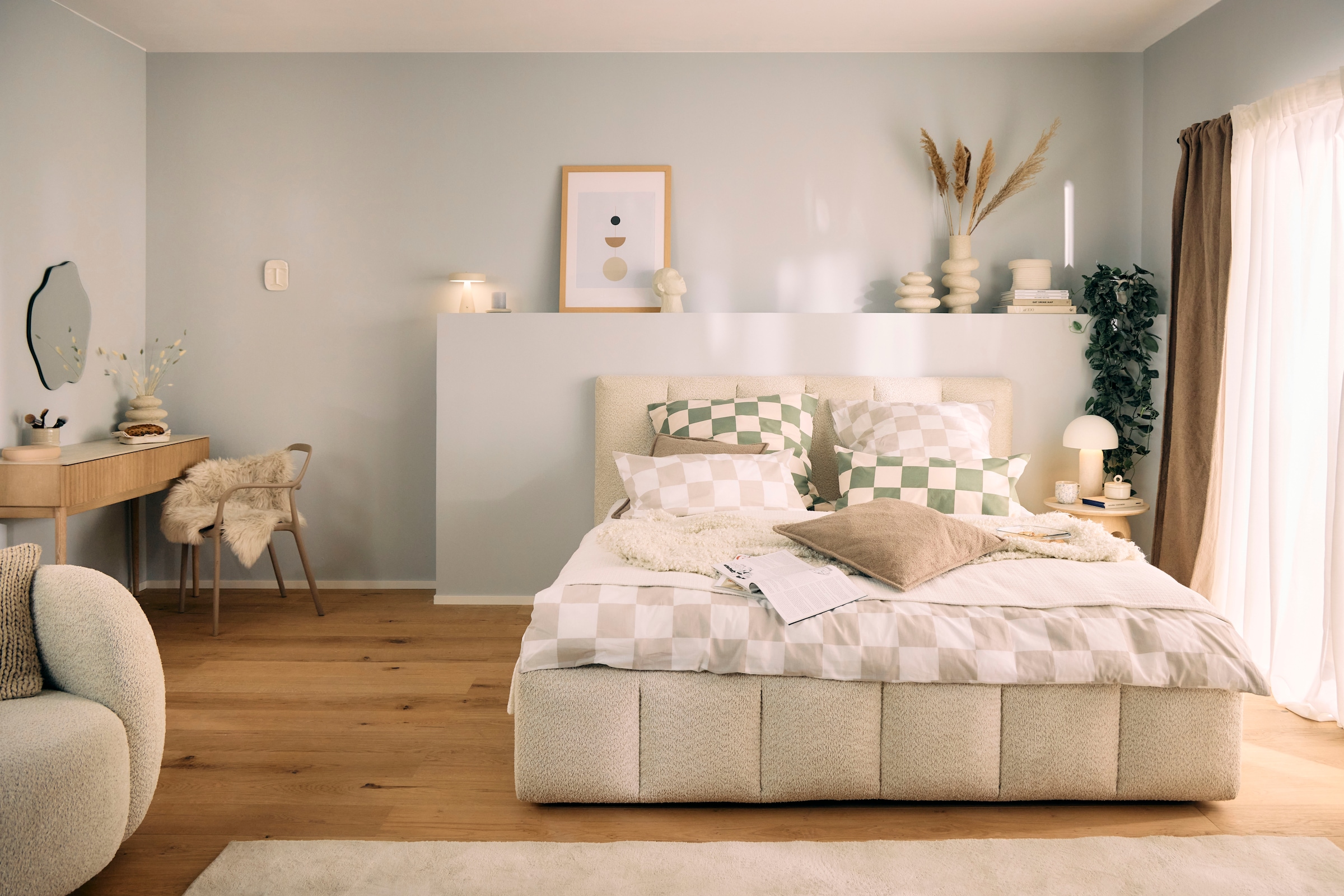 homsy by Ana Johnson Schminktisch »Solva« Holzoptik aus Esche, geriffelte Front, Keramikplatte, Breite 118 cm