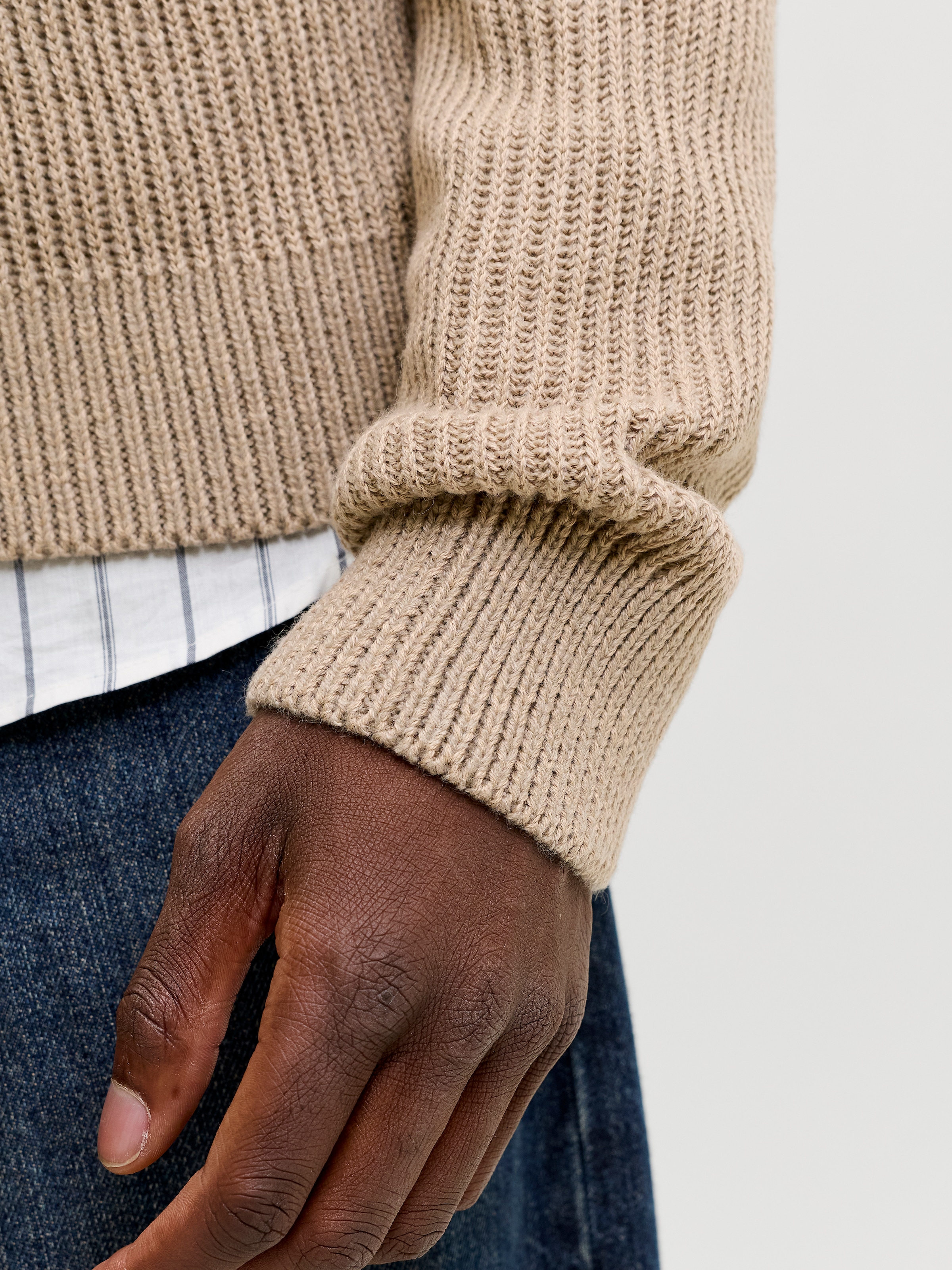 Jack & Jones Troyer »JJPANNEL KNIT HALF ZIP AW26« Materialmix, regular fit