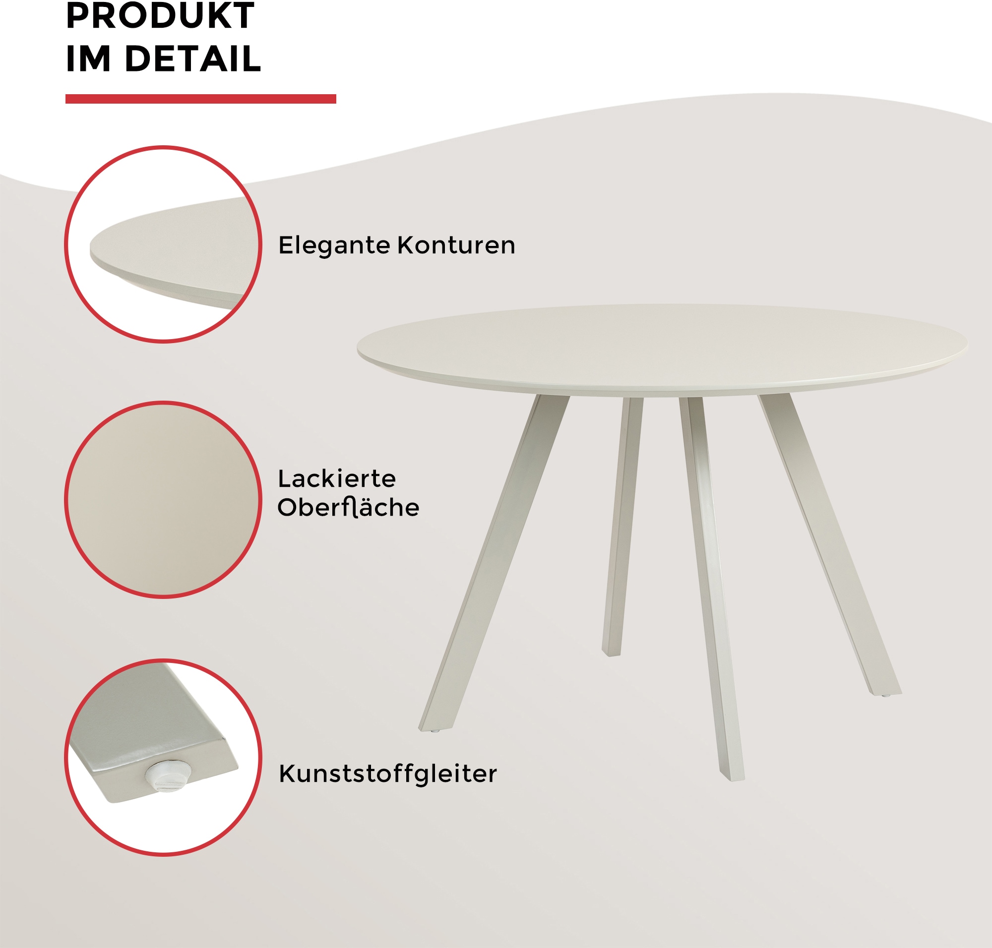 Duo Collection Esstisch »Tisch Pina« 1 Stk. tlg. Lackierte Oberfläche, Cashmere Farben