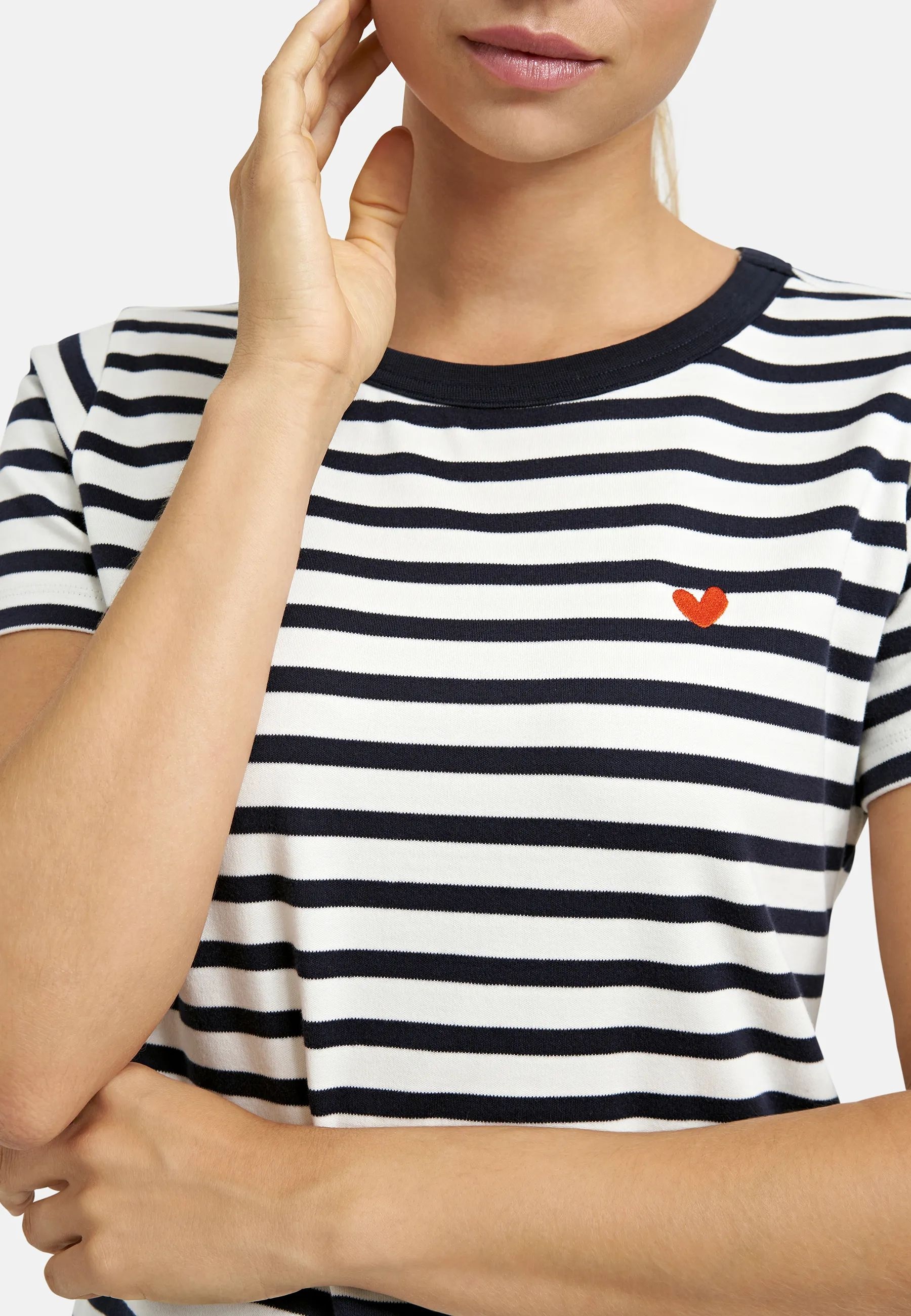 Smith & Soul T-Shirt im Streifendesign, Stickerei vorn