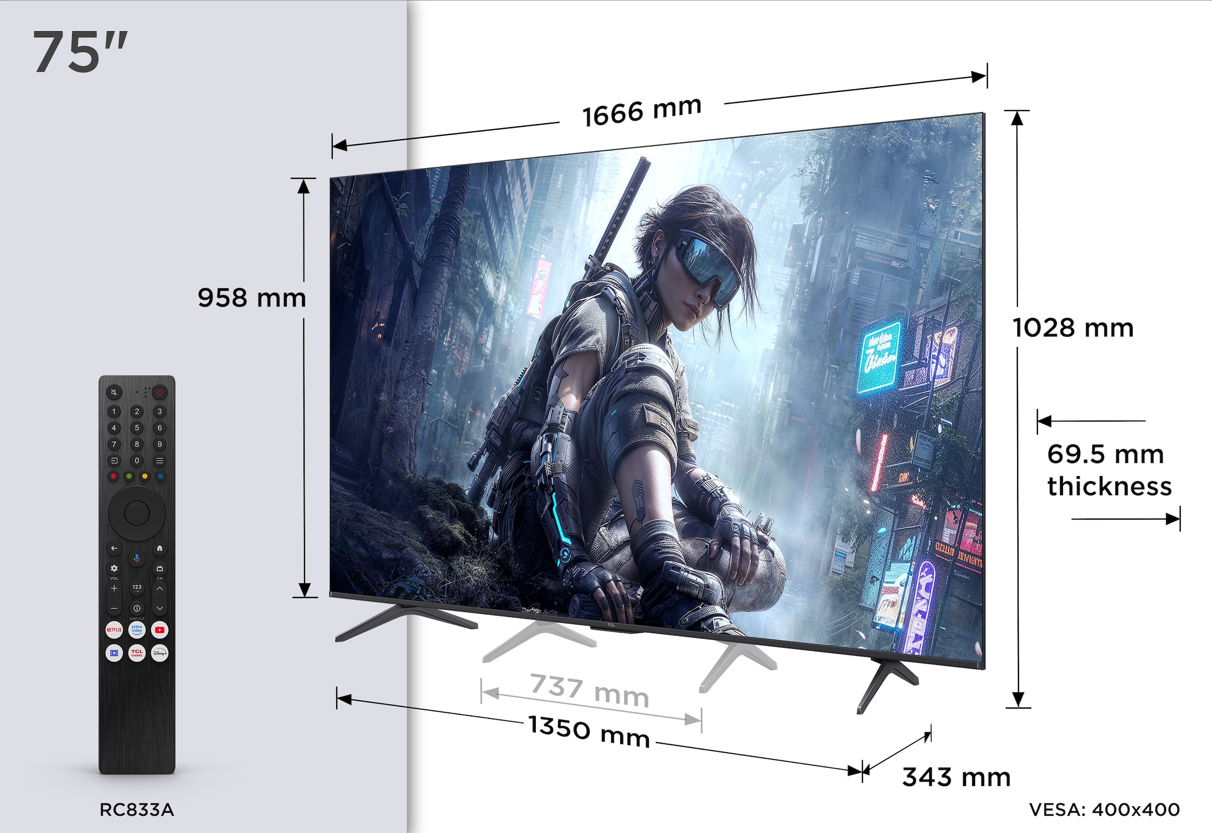 TCL Mini-LED-Fernseher »75T8D« 189 cm/75 ″ Smart-TV QD-Mini LED, AiPQ Pro Prozessor, 144Hz, ONKYO 2.1, Apple AirPlay 2