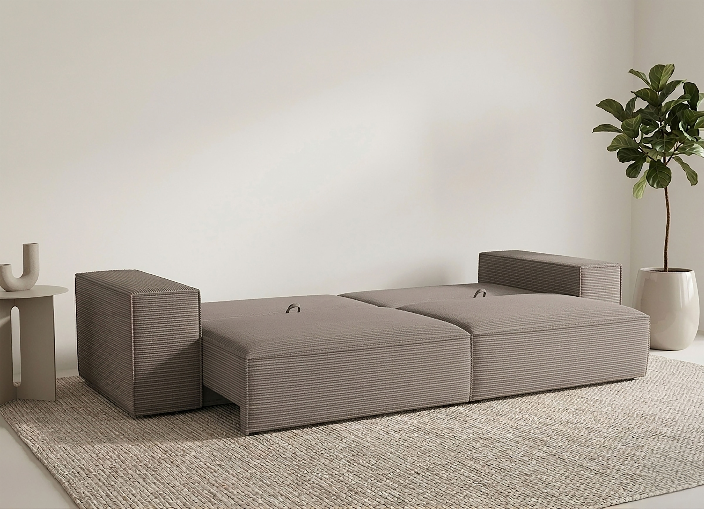 Trends by HG Big-Sofa »Conor XXL, B: 312cm, Liegefläche: 138x 238cm, in Cord und Velours« mit Schlaffunktion und Bettkasten