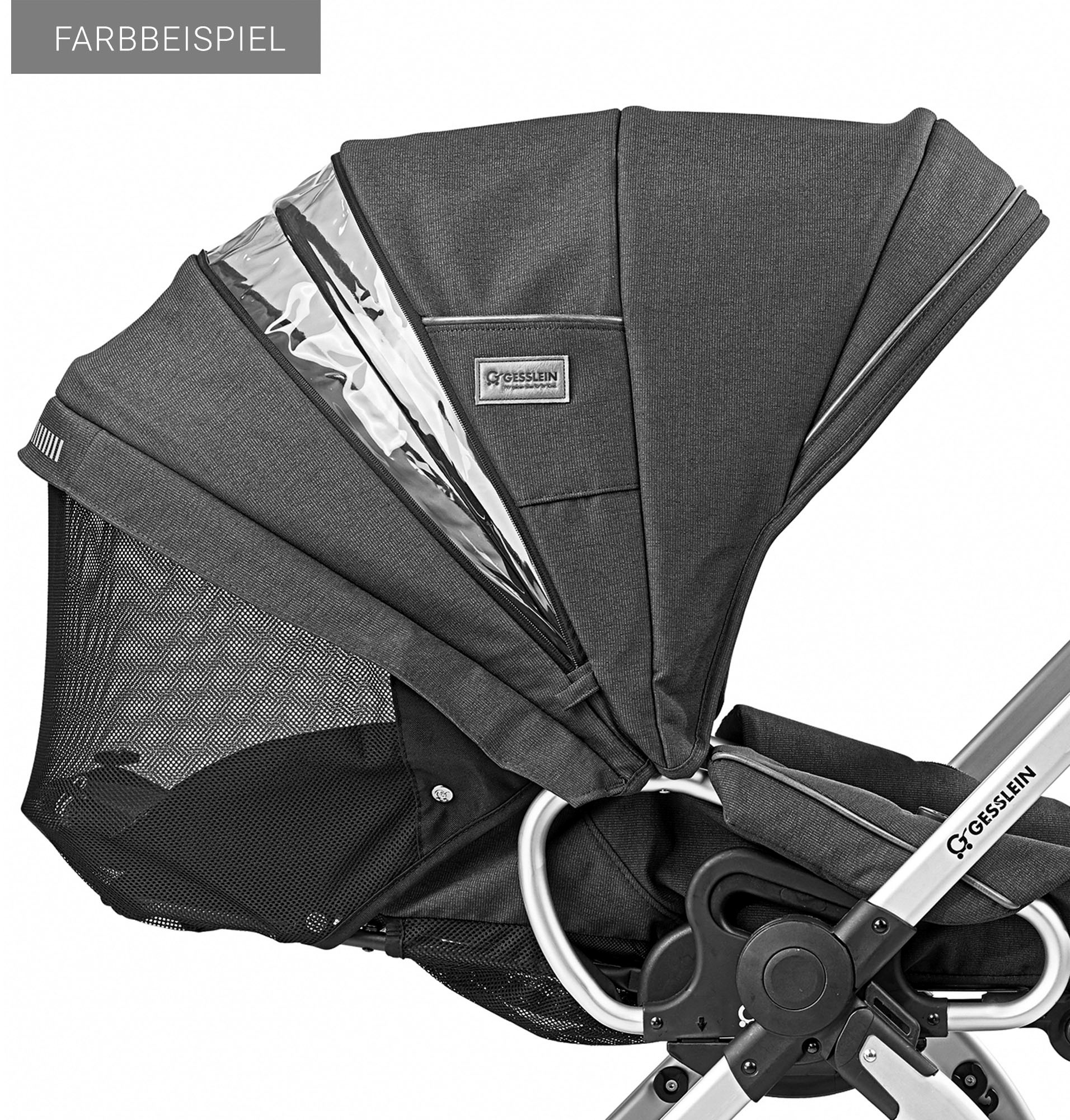 Gesslein Kombi-Kinderwagen »FX4 Soft+ mit Aufsatz Classic schwarz/schwarz, schwarzgrau«, mit Babywanne Cx3 und Babyschalenadapter