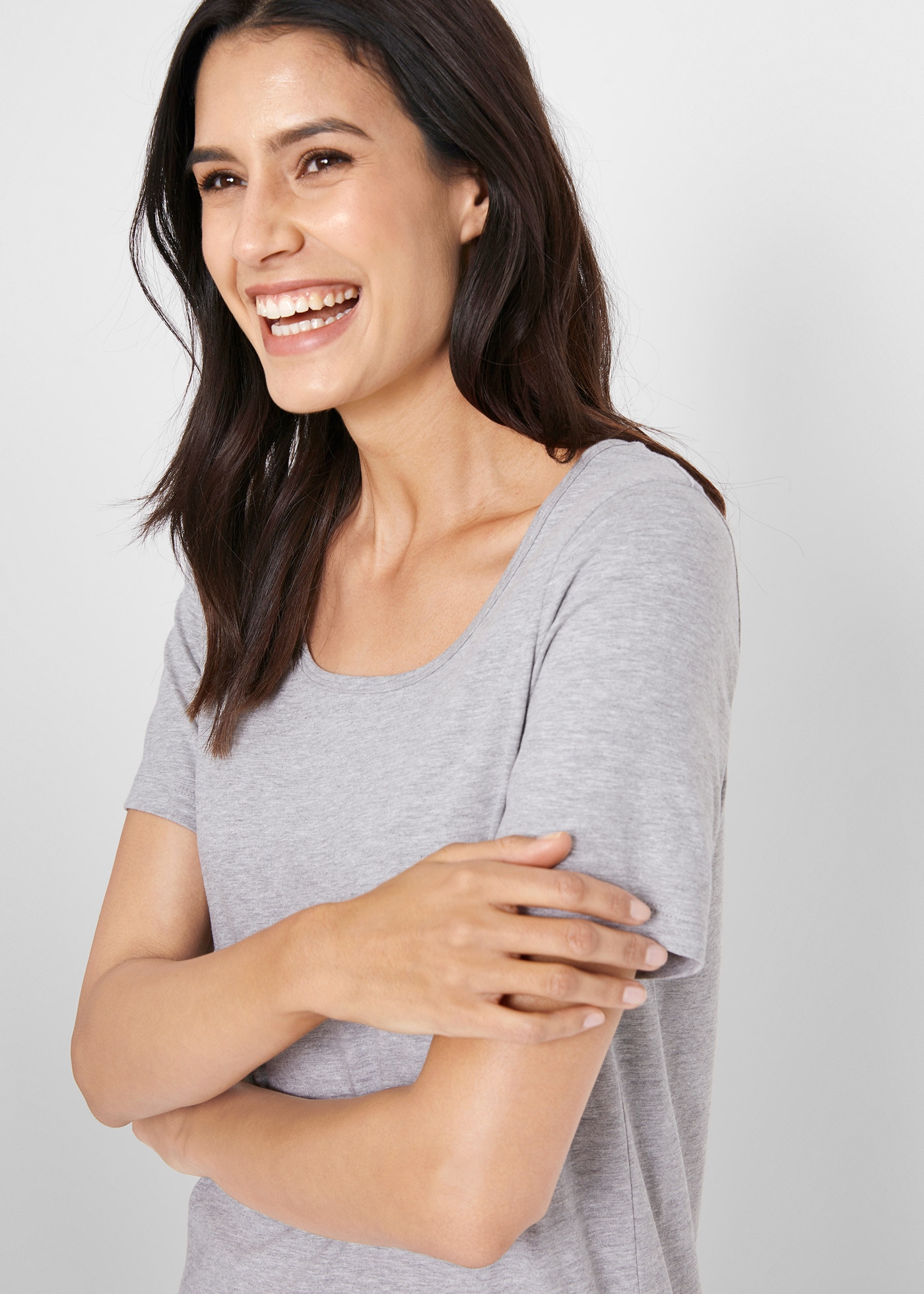 bonprix T-Shirt Packung, 2 lockerer loose fit, Halbarm, Longshirt