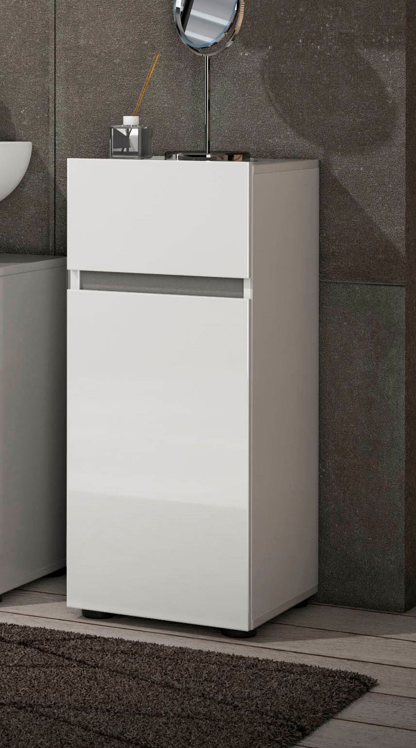 welltime Stauraumschrank »MISTER, Bad-Schrank, Breite 34 cm, 1 Tür, 1 Schublade, 2 Fächer« Hochglanz lackiert, Soft-Close Funktion, Made in Italy