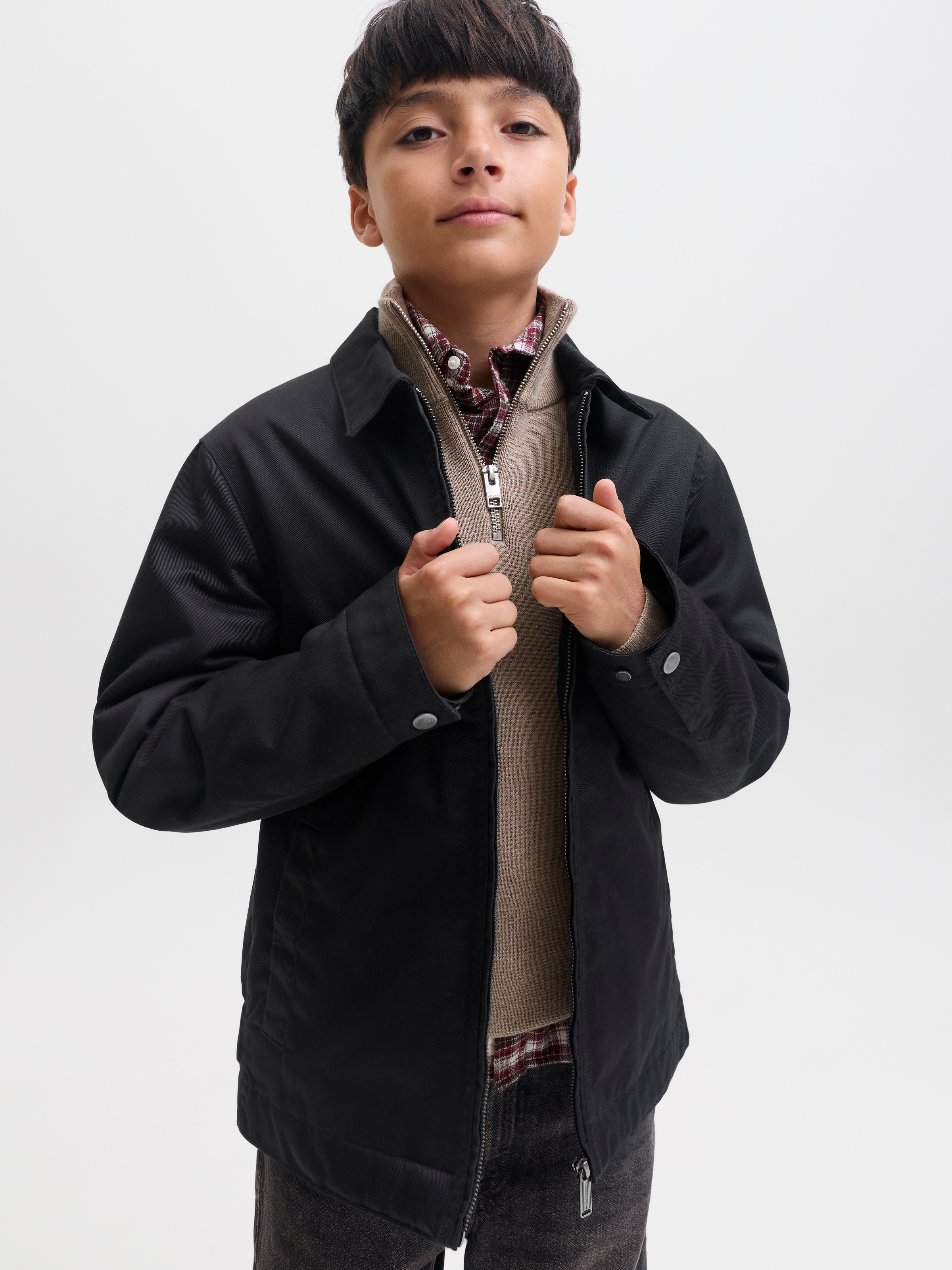 Jack & Jones Junior Kurzjacke »JJECOLTON WORKER JACKET JNR« Materialmix, mit Reißverschluss
