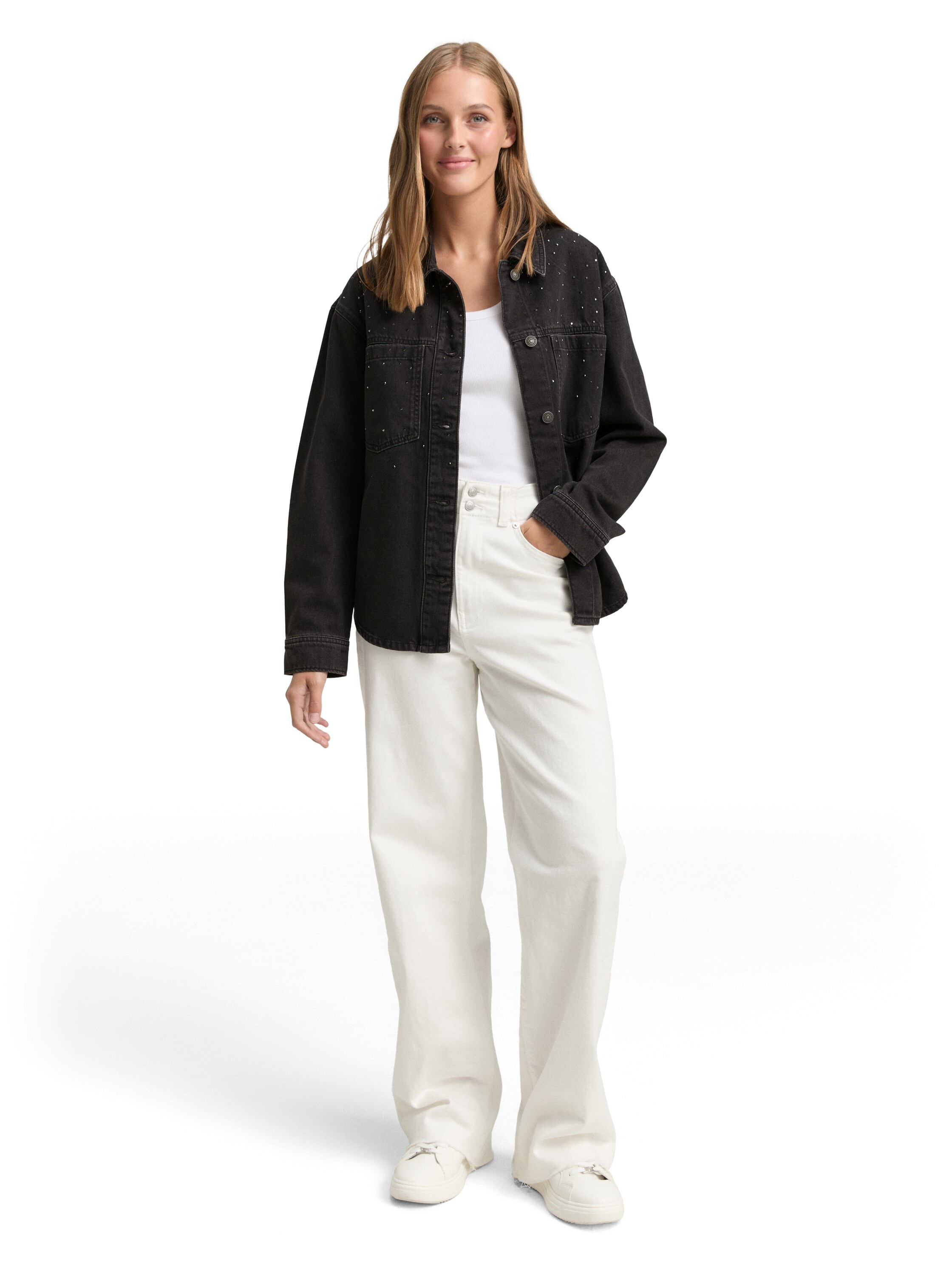 TOM TAILOR Denim Jeansjacke mit Strasssteinen