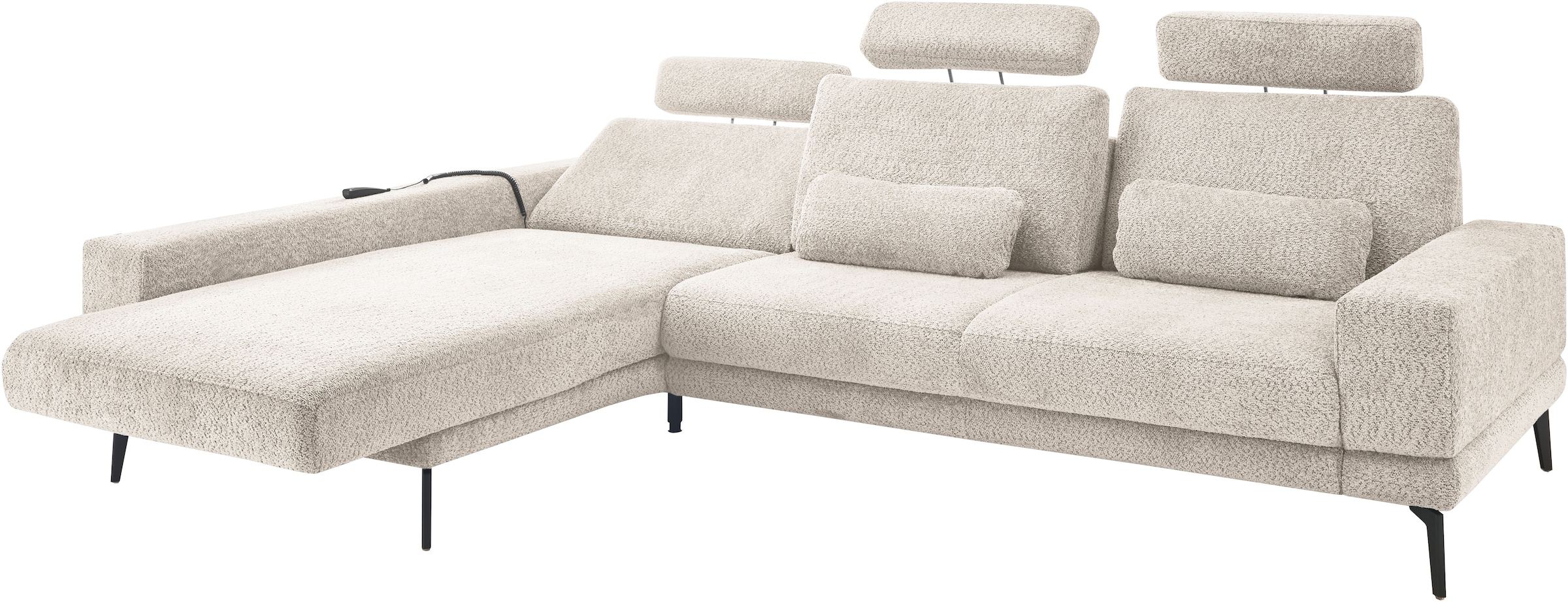 set one by Musterring Ecksofa »SO 3600, inkl motor. Sitztiefenverstellung, Kopfstützen, Nierenkissen«, Sitzhöhe 42 cm, Kaltschaum, Breite 293 x Tiefe 180 cm, Kama sand